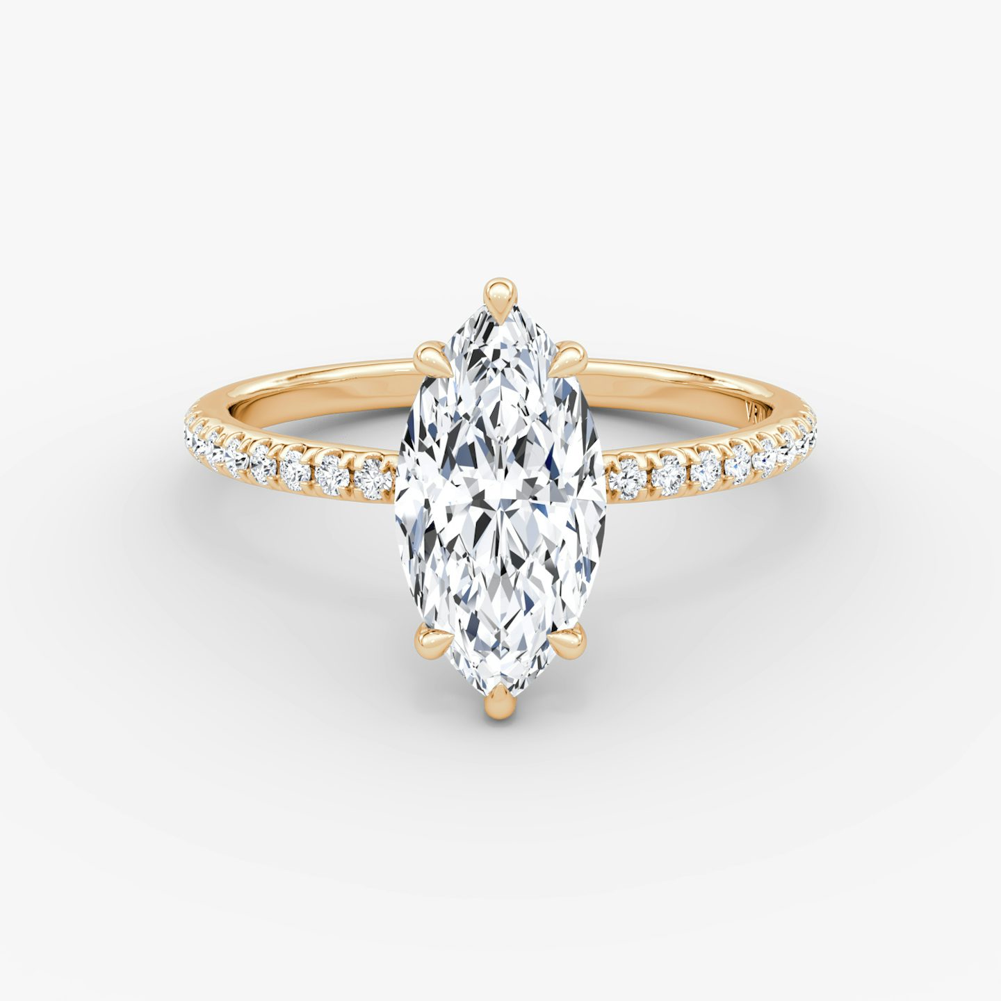 The Signature | Marquise | 14k | Rose Gold | bandAccent: Pavé | bandWidth: standard | hiddenHalo: no | diamondOrientation: vertical | caratWeight: other