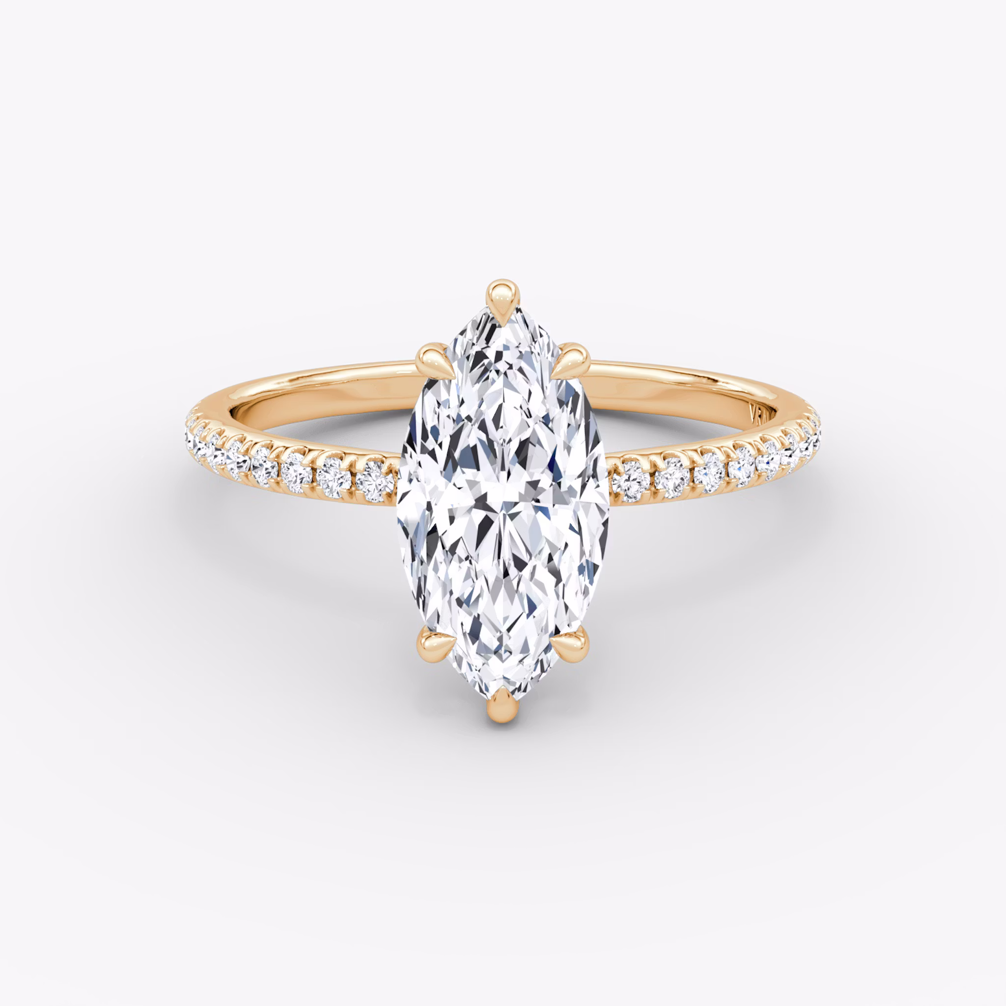 The Signature | Marquise | 14k | Rose Gold | bandAccent: Pavé | bandWidth: standard | hiddenHalo: no | diamondOrientation: vertical | caratWeight: other