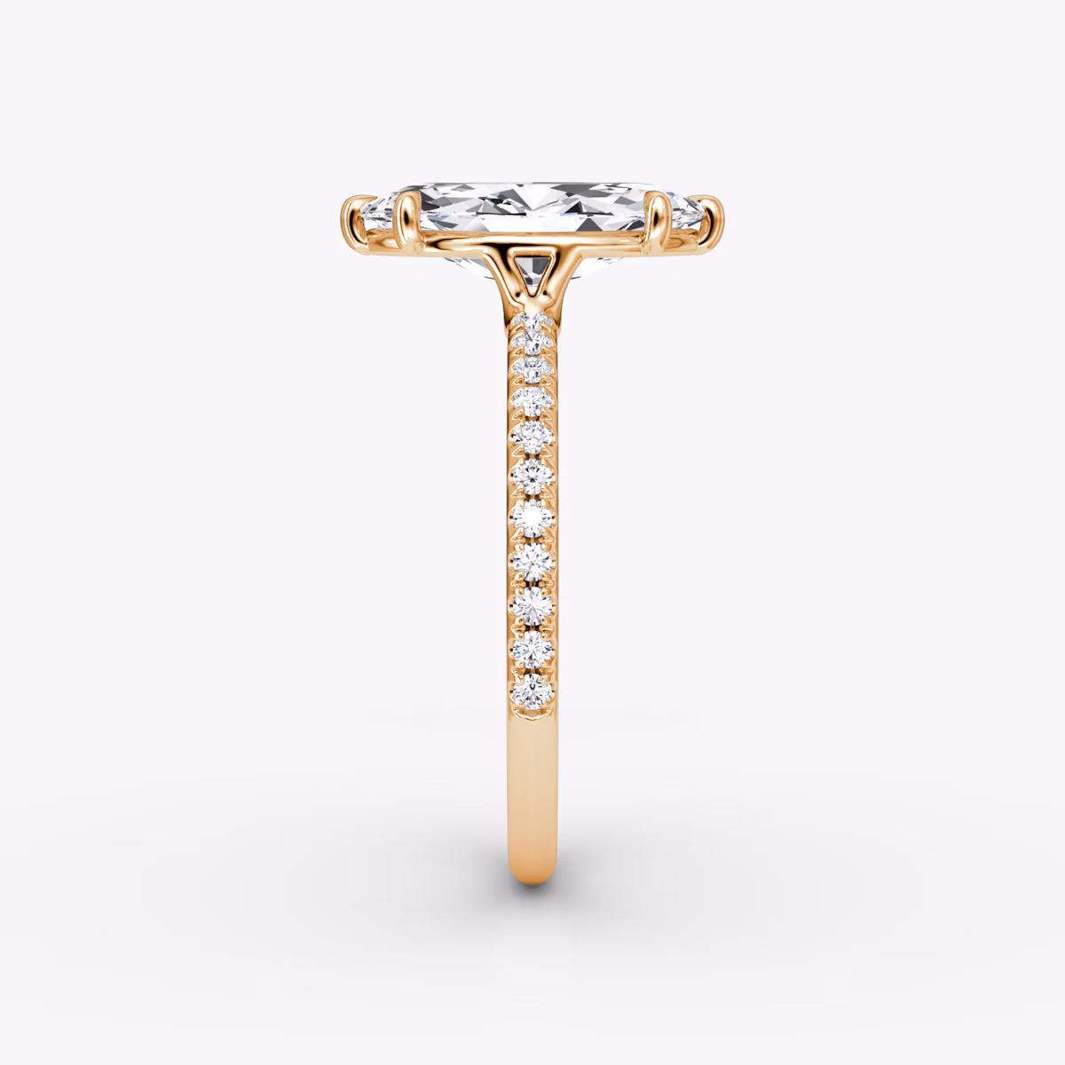 The Signature | Marquise | 14k | Rose Gold | bandAccent: Pavé | bandWidth: standard | hiddenHalo: no | diamondOrientation: vertical | caratWeight: other