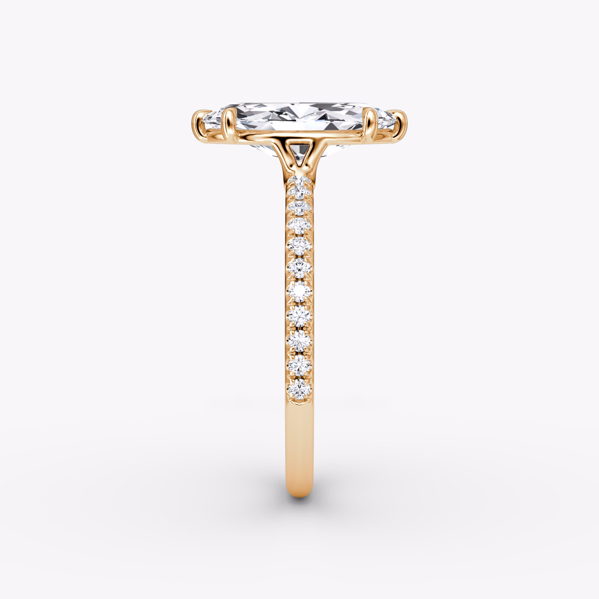 The Signature | Marquise | 14k | Rose Gold | bandAccent: Pavé | bandWidth: standard | hiddenHalo: no | diamondOrientation: vertical | caratWeight: other