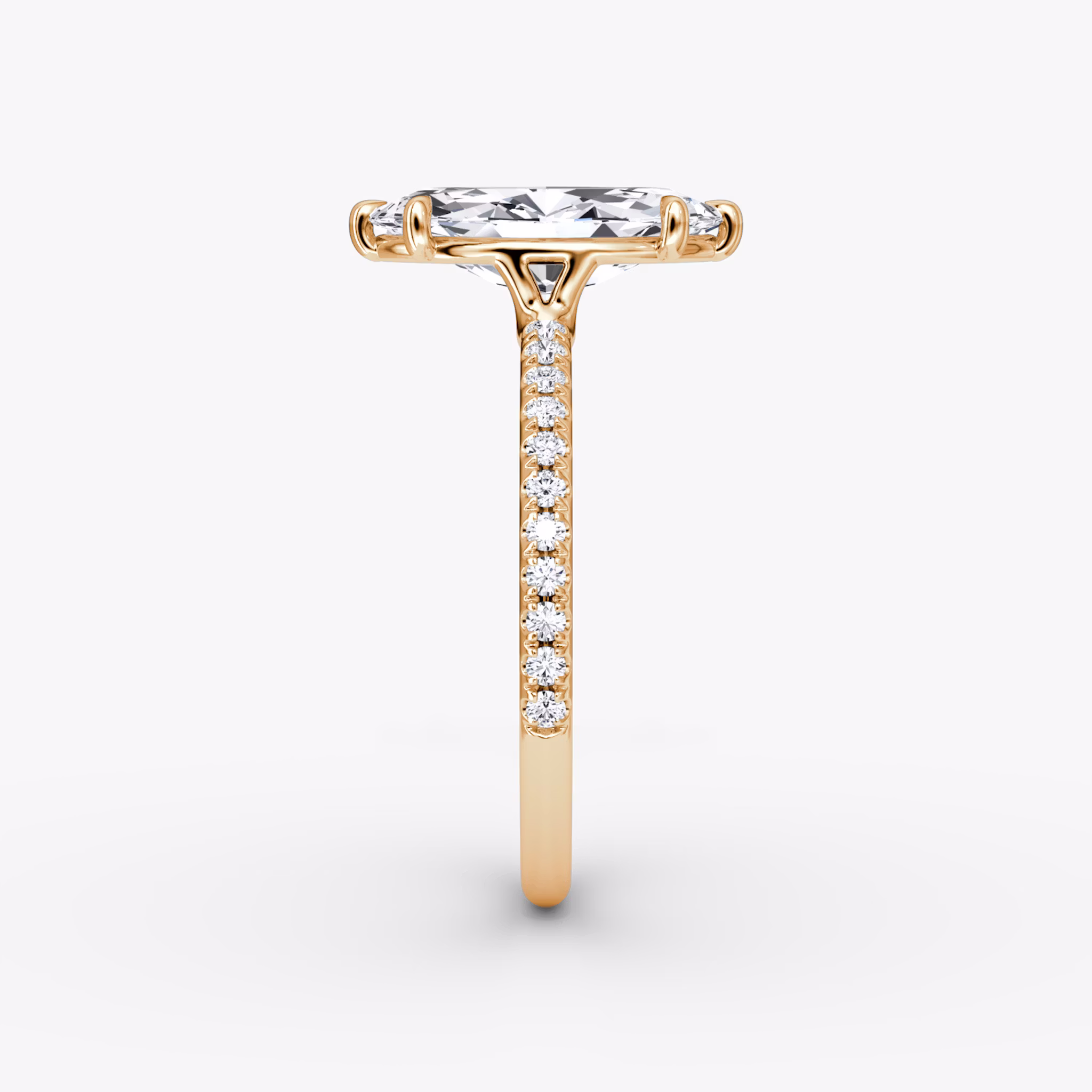 The Signature | Marquise | 14k | Rose Gold | bandAccent: Pavé | bandWidth: standard | hiddenHalo: no | diamondOrientation: vertical | caratWeight: other