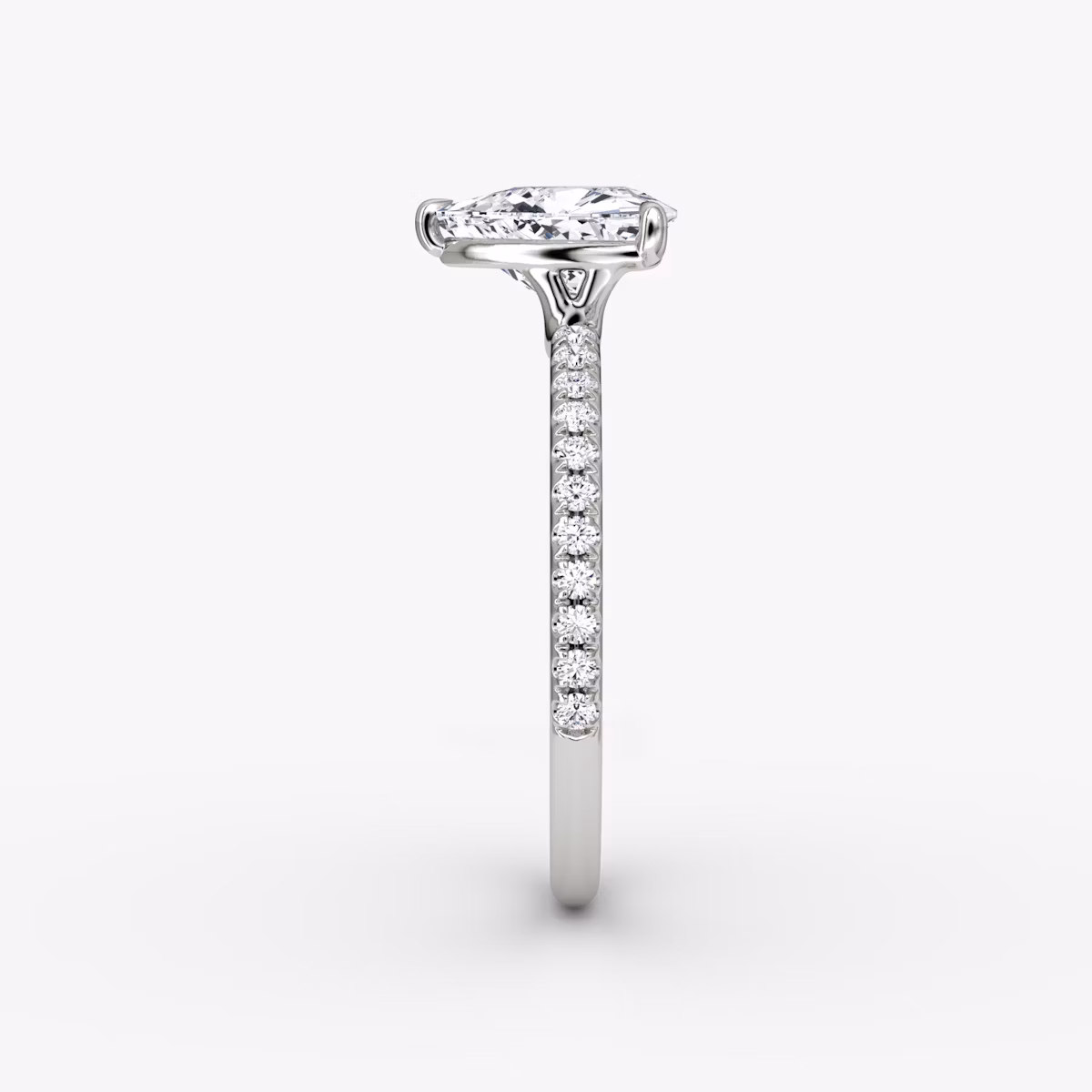 The Signature | Trillion | Platinum | bandAccent: Pavé | bandWidth: standard | hiddenHalo: no | diamondOrientation: vertical | caratWeight: other