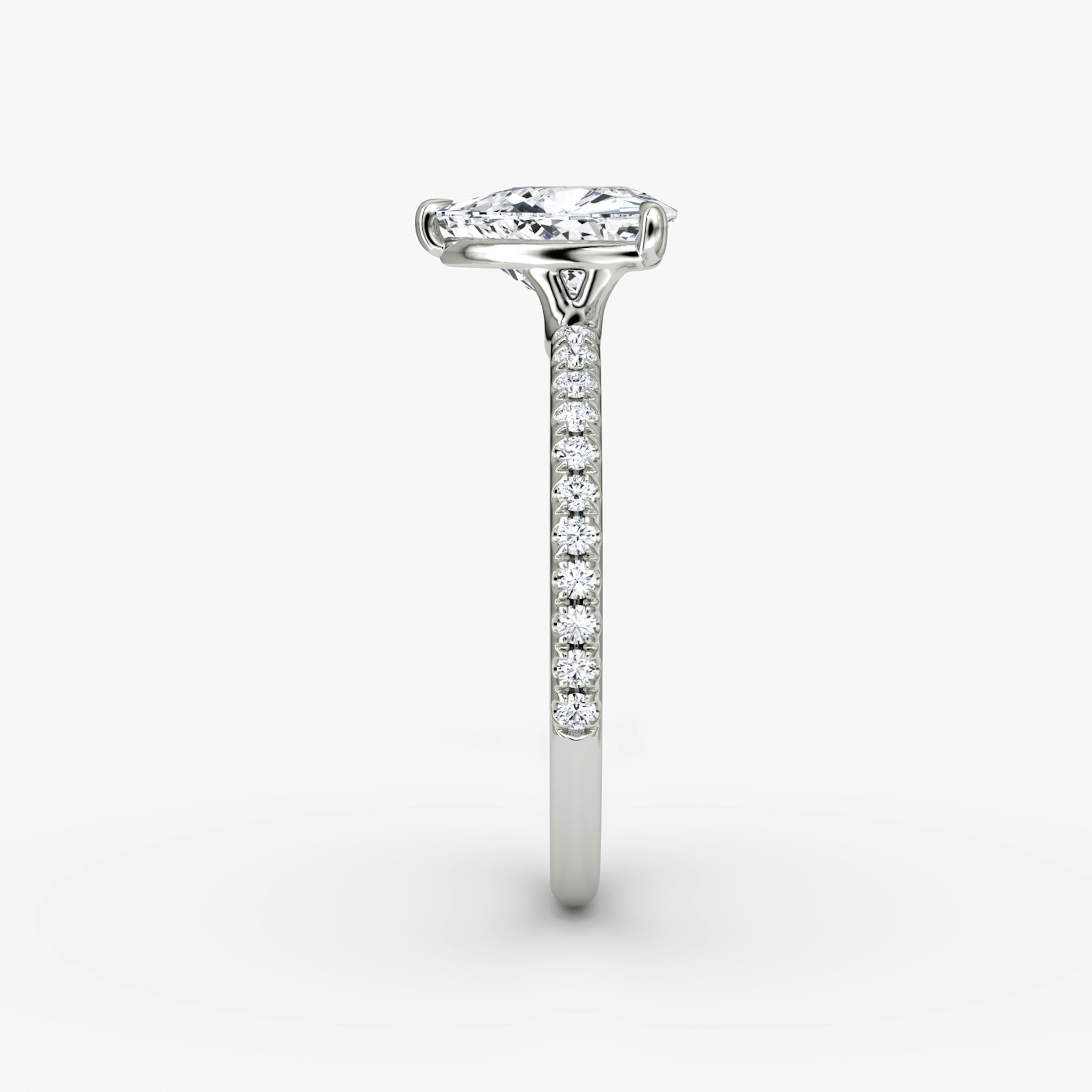 The Signature | Trillion | 18k | White Gold | bandAccent: Pavé | bandWidth: standard | hiddenHalo: no | diamondOrientation: vertical | caratWeight: other
