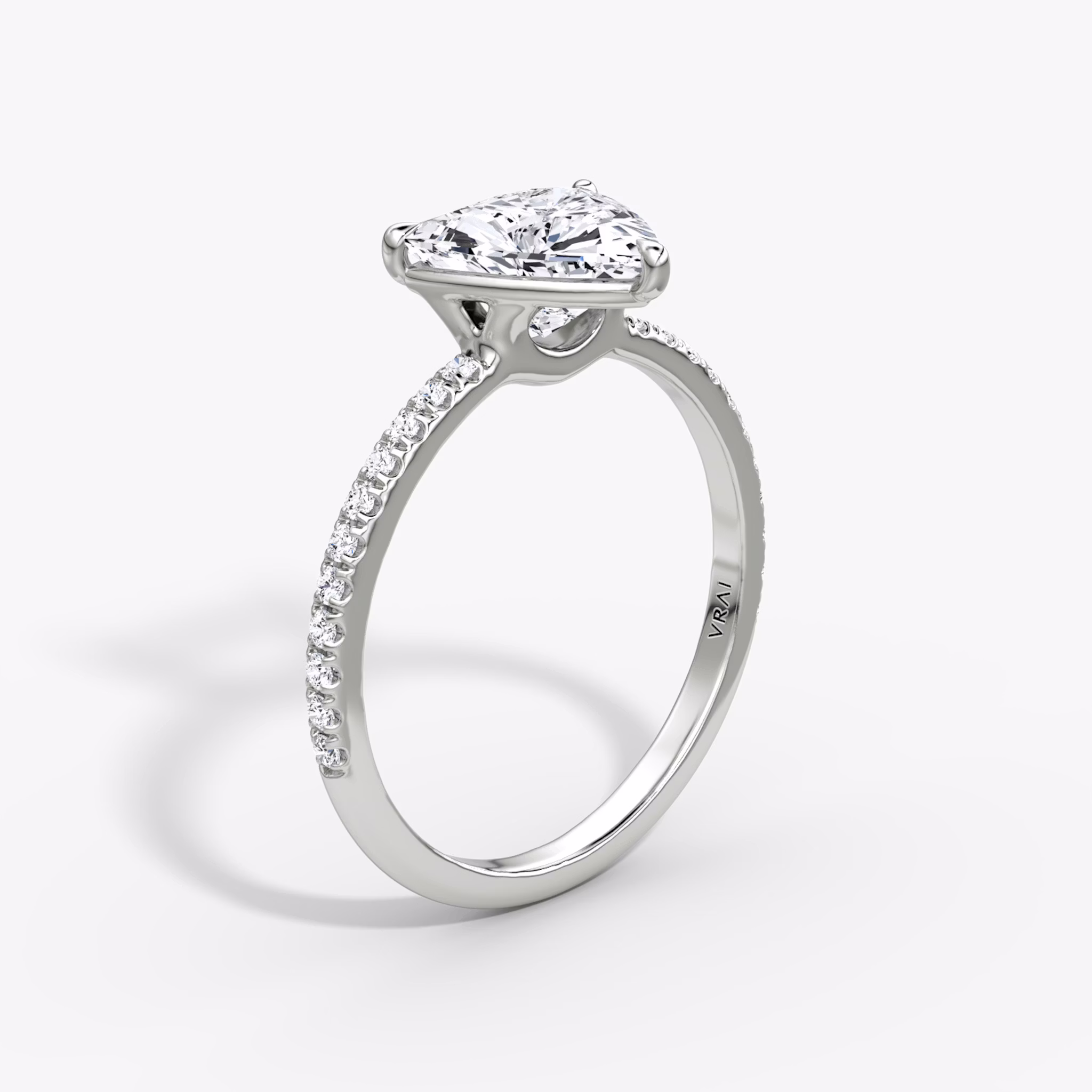 The Signature | Trillion | 18k | White Gold | bandAccent: Pavé | bandWidth: standard | hiddenHalo: no | diamondOrientation: vertical | caratWeight: other