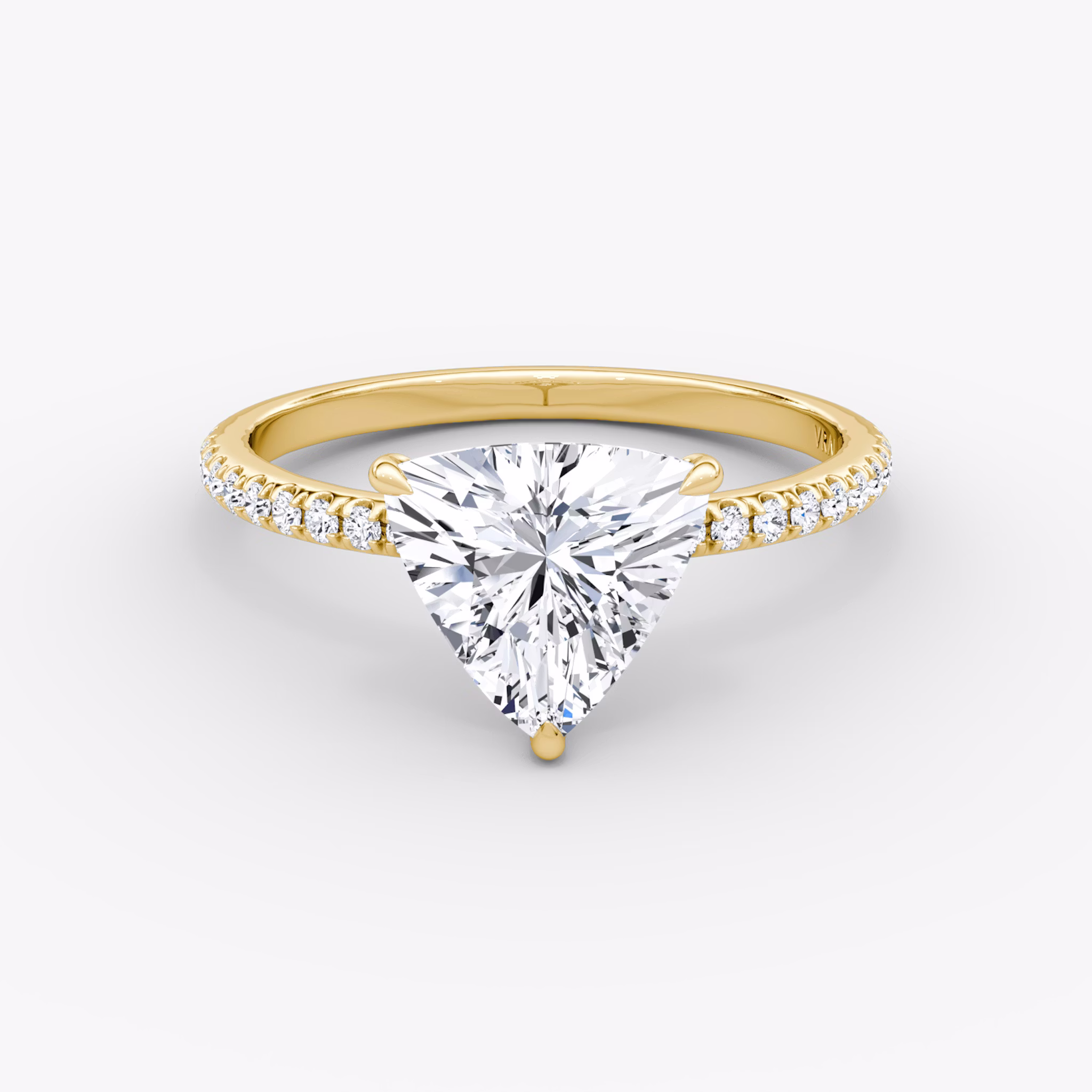 The Signature | Trillion | 18k | Yellow Gold | bandAccent: Pavé | bandWidth: standard | hiddenHalo: no | diamondOrientation: vertical | caratWeight: other
