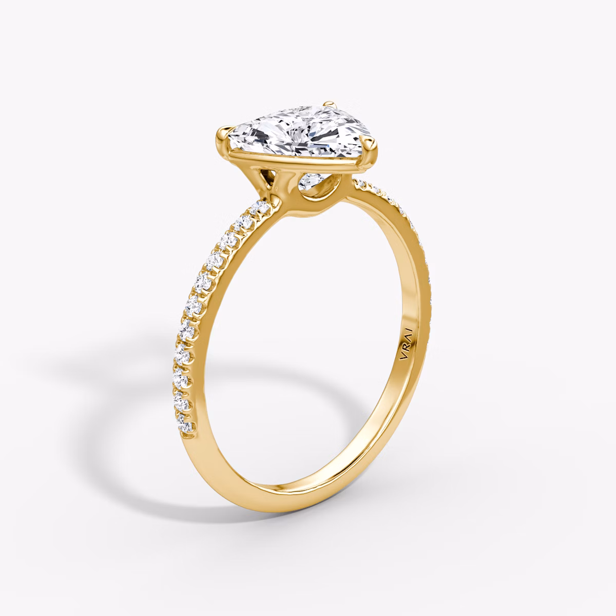 The Signature | Trillion | 18k | Yellow Gold | bandAccent: Pavé | bandWidth: standard | hiddenHalo: no | diamondOrientation: vertical | caratWeight: other