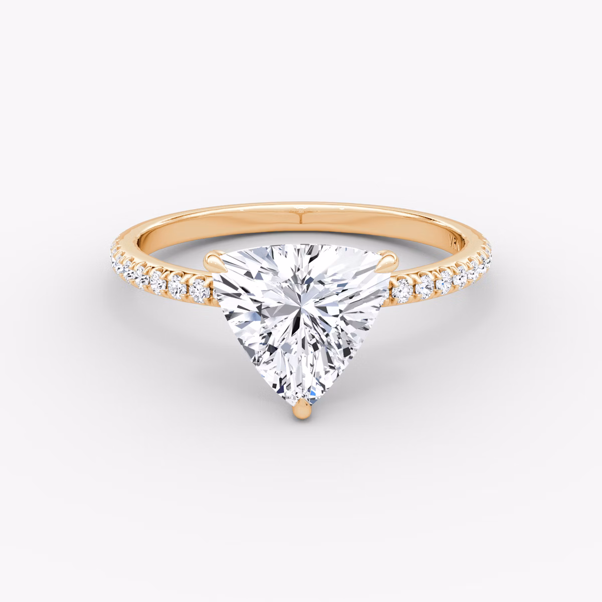 The Signature | Trillion | 14k | Rose Gold | bandAccent: Pavé | bandWidth: standard | hiddenHalo: no | diamondOrientation: vertical | caratWeight: other