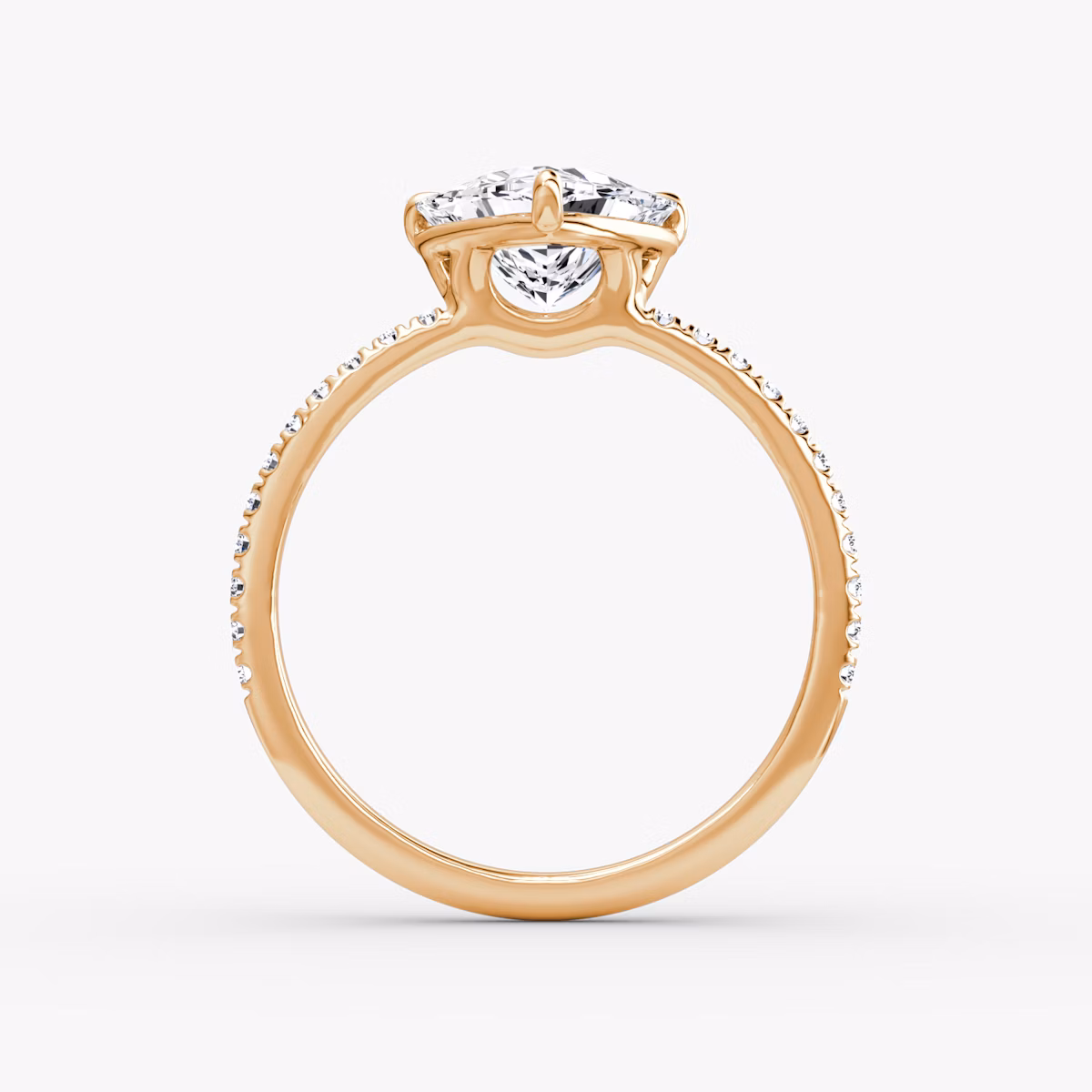 The Signature | Trillion | 14k | Rose Gold | bandAccent: Pavé | bandWidth: standard | hiddenHalo: no | diamondOrientation: vertical | caratWeight: other