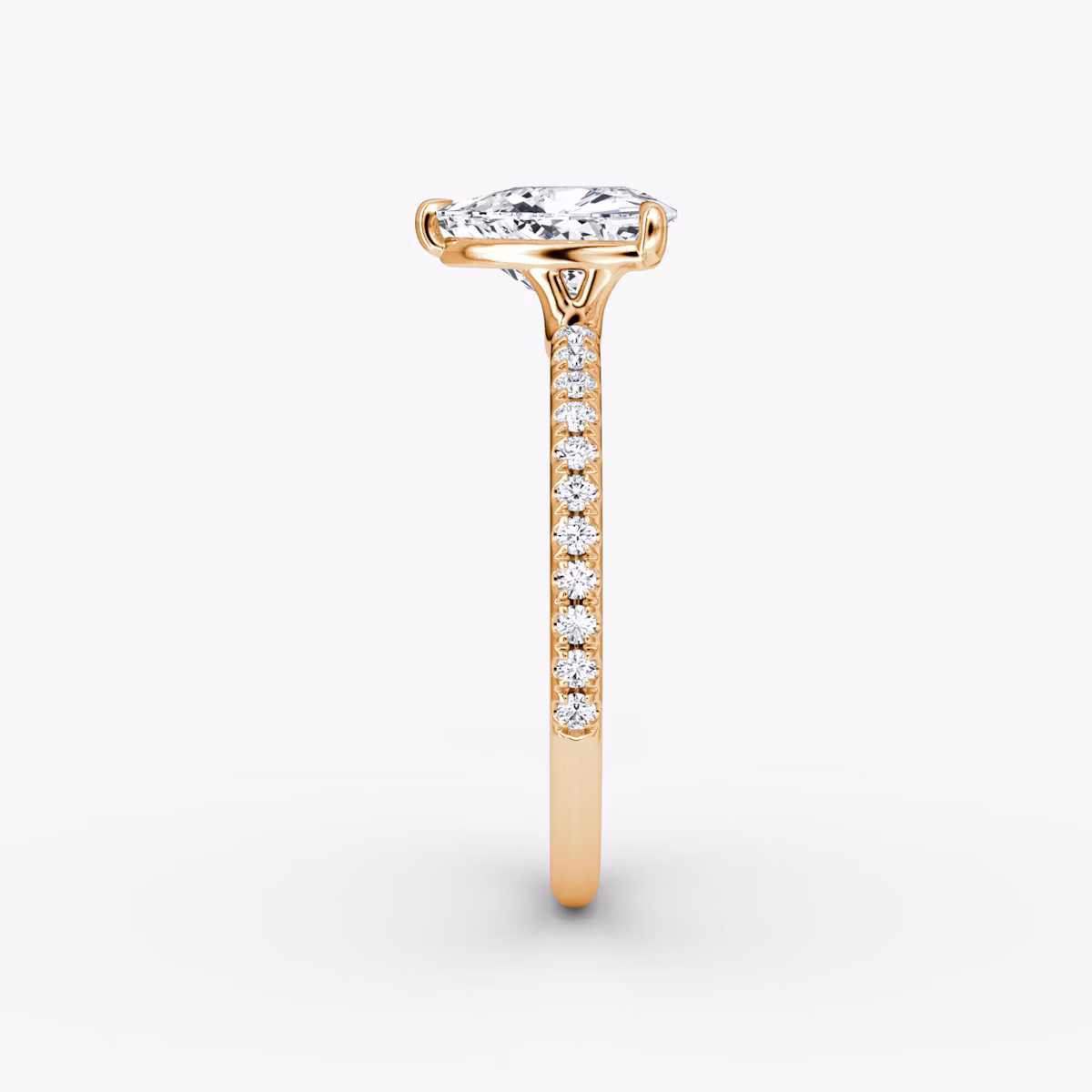 The Signature | Trillion | 14k | Rose Gold | bandAccent: Pavé | bandWidth: standard | hiddenHalo: no | diamondOrientation: vertical | caratWeight: other