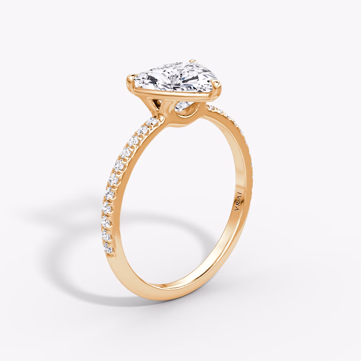 The Signature | Trillion | 14k | Rose Gold | bandAccent: Pavé | bandWidth: standard | hiddenHalo: no | diamondOrientation: vertical | caratWeight: other
