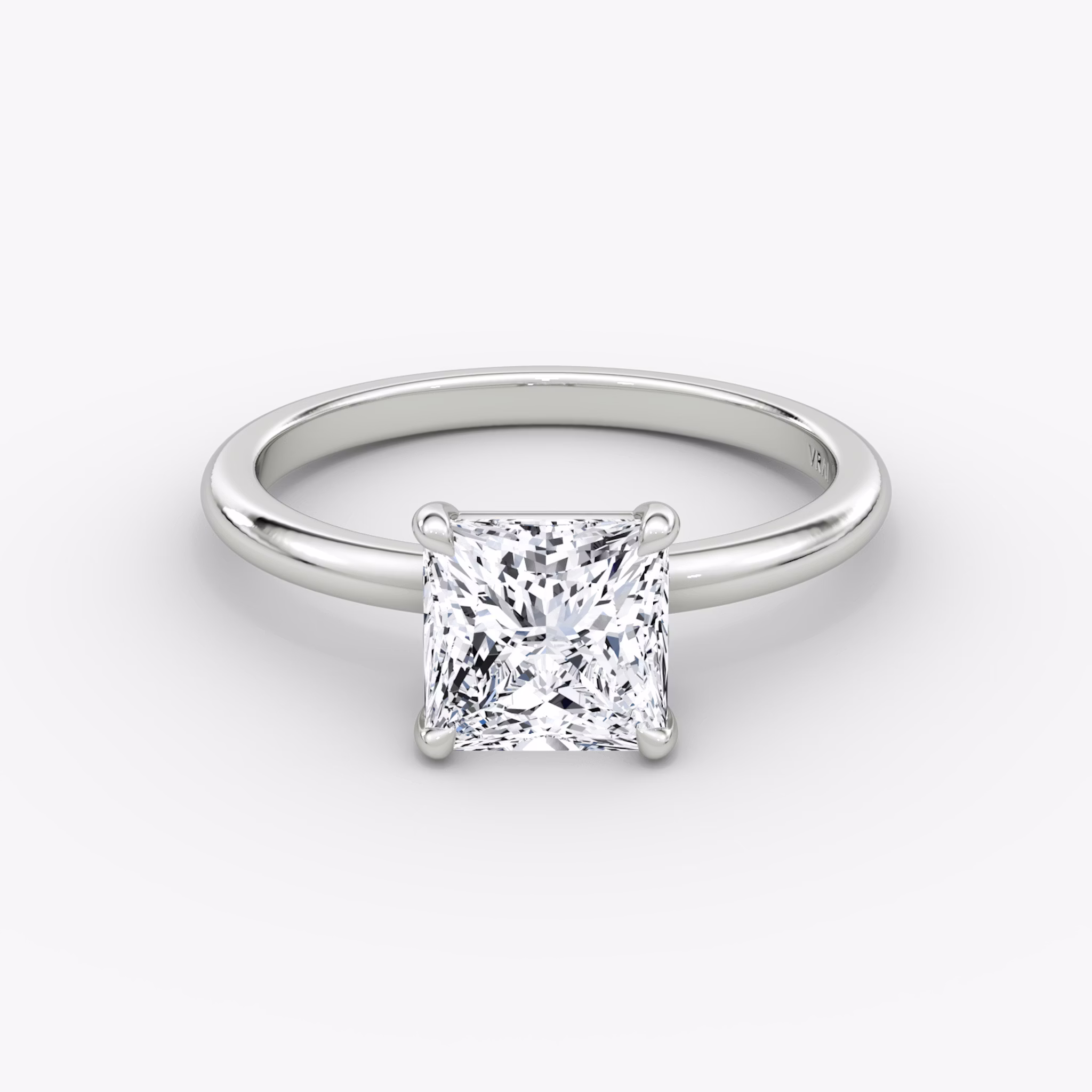 The Signature | Princess | 18k | White Gold | bandAccent: Plain | bandWidth: standard | hiddenHalo: no | diamondOrientation: vertical | caratWeight: other