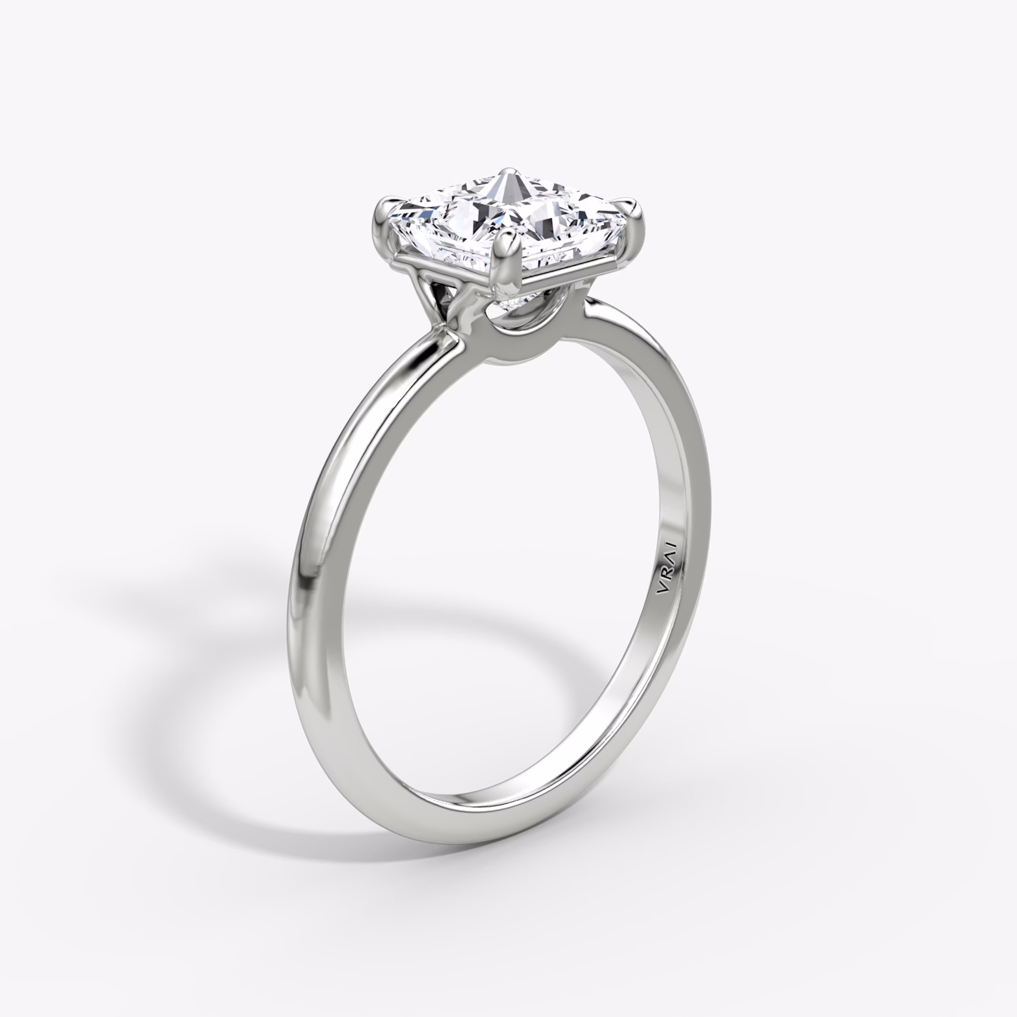 The Signature | Princess | 18k | White Gold | bandAccent: Plain | bandWidth: standard | hiddenHalo: no | diamondOrientation: vertical | caratWeight: other