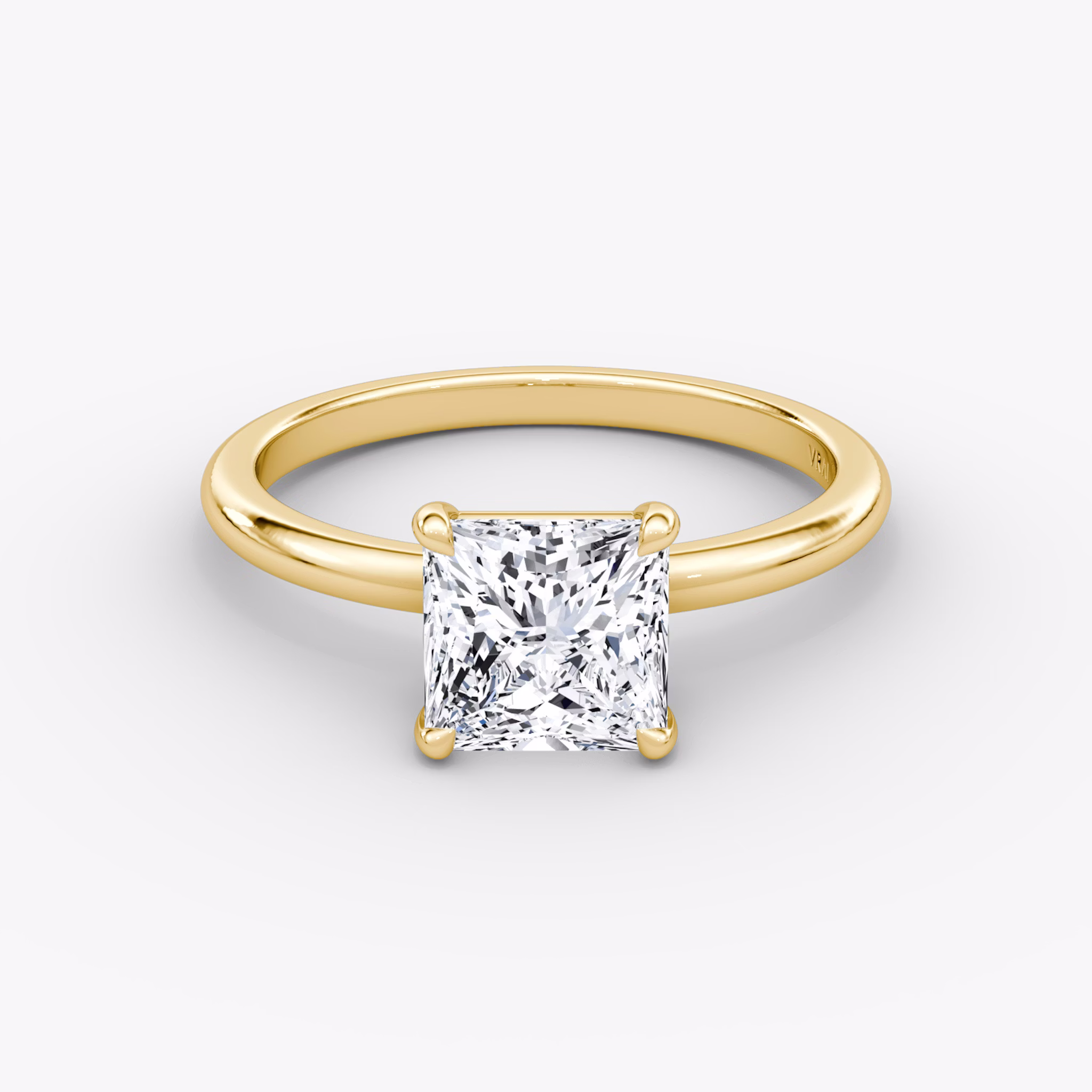 The Signature | Princess | 18k | Yellow Gold | bandAccent: Plain | bandWidth: standard | hiddenHalo: no | diamondOrientation: vertical | caratWeight: other