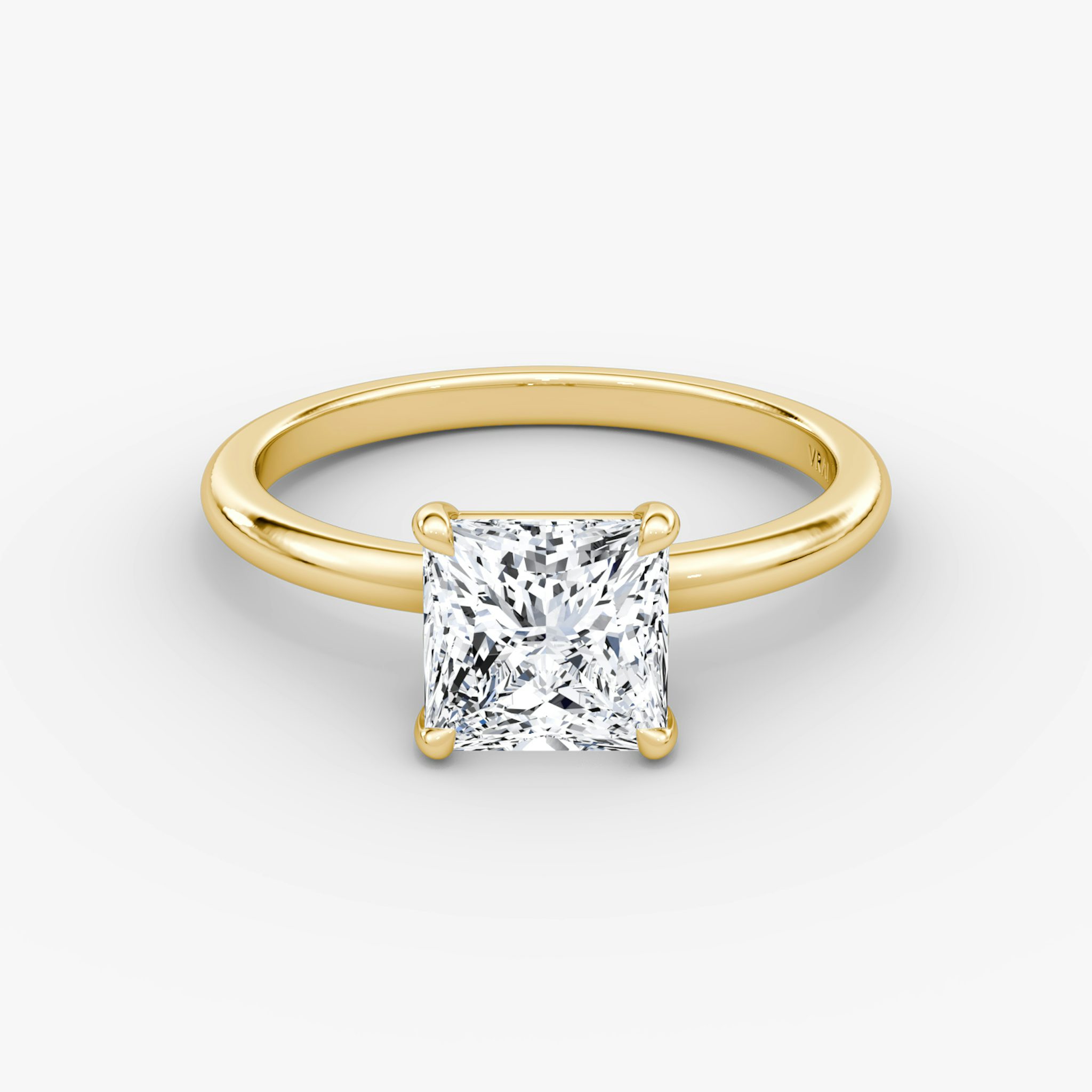The Signature | Princess | 18k | Yellow Gold | bandAccent: Plain | bandWidth: standard | hiddenHalo: no | diamondOrientation: vertical | caratWeight: other