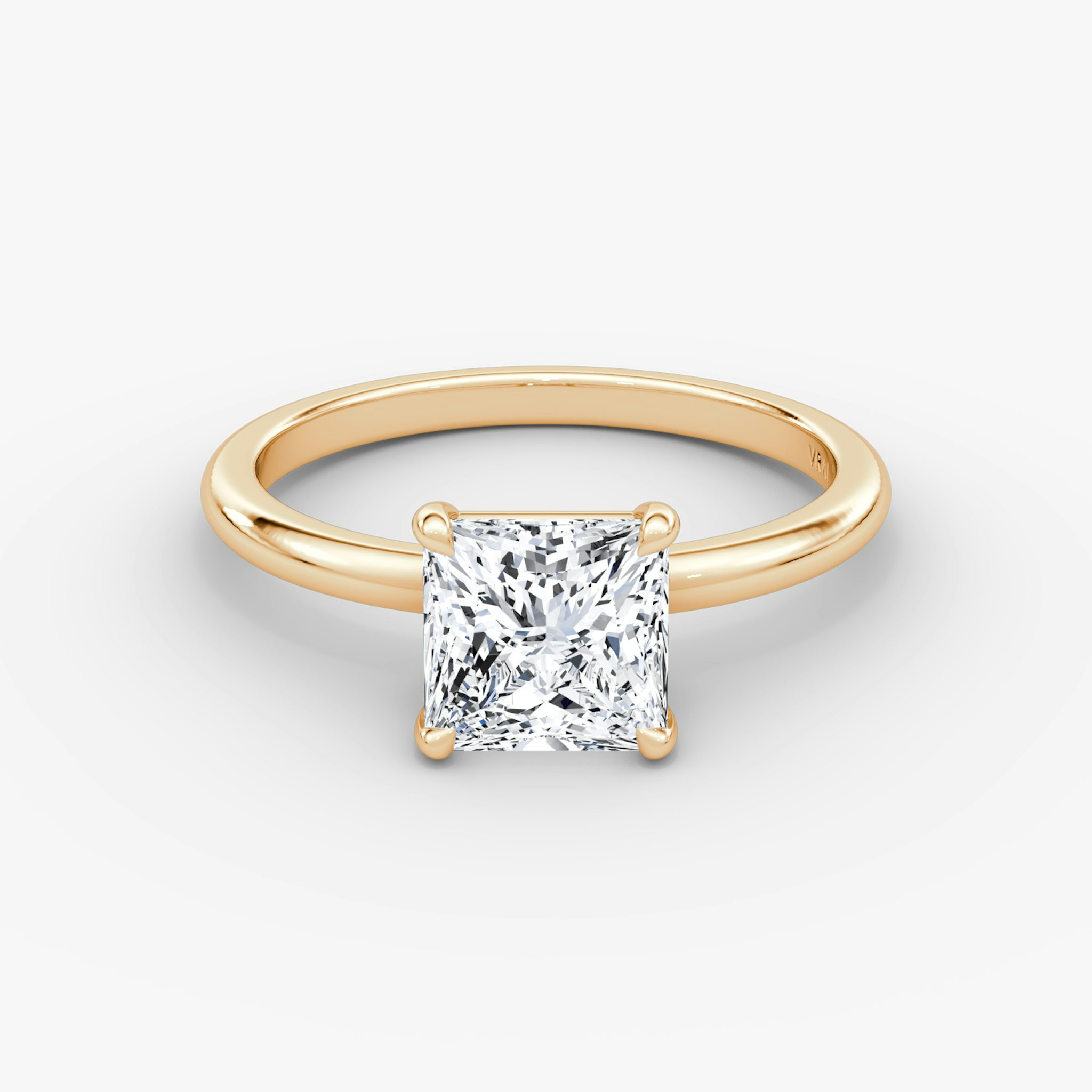 The Signature | Princess | 14k | Rose Gold | bandAccent: Plain | bandWidth: standard | hiddenHalo: no | diamondOrientation: vertical | caratWeight: other