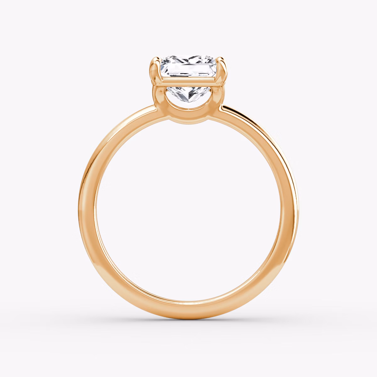 The Signature | Princess | 14k | Rose Gold | bandAccent: Plain | bandWidth: standard | hiddenHalo: no | diamondOrientation: vertical | caratWeight: other