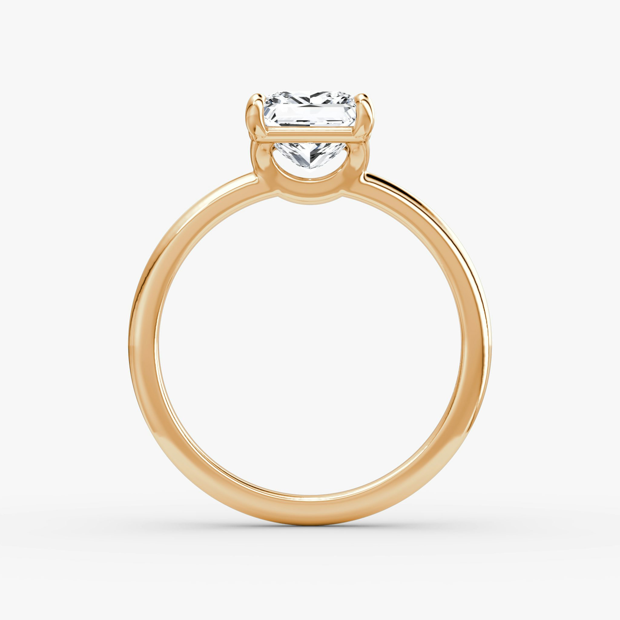 The Signature | Princess | 14k | Rose Gold | bandAccent: Plain | bandWidth: standard | hiddenHalo: no | diamondOrientation: vertical | caratWeight: other