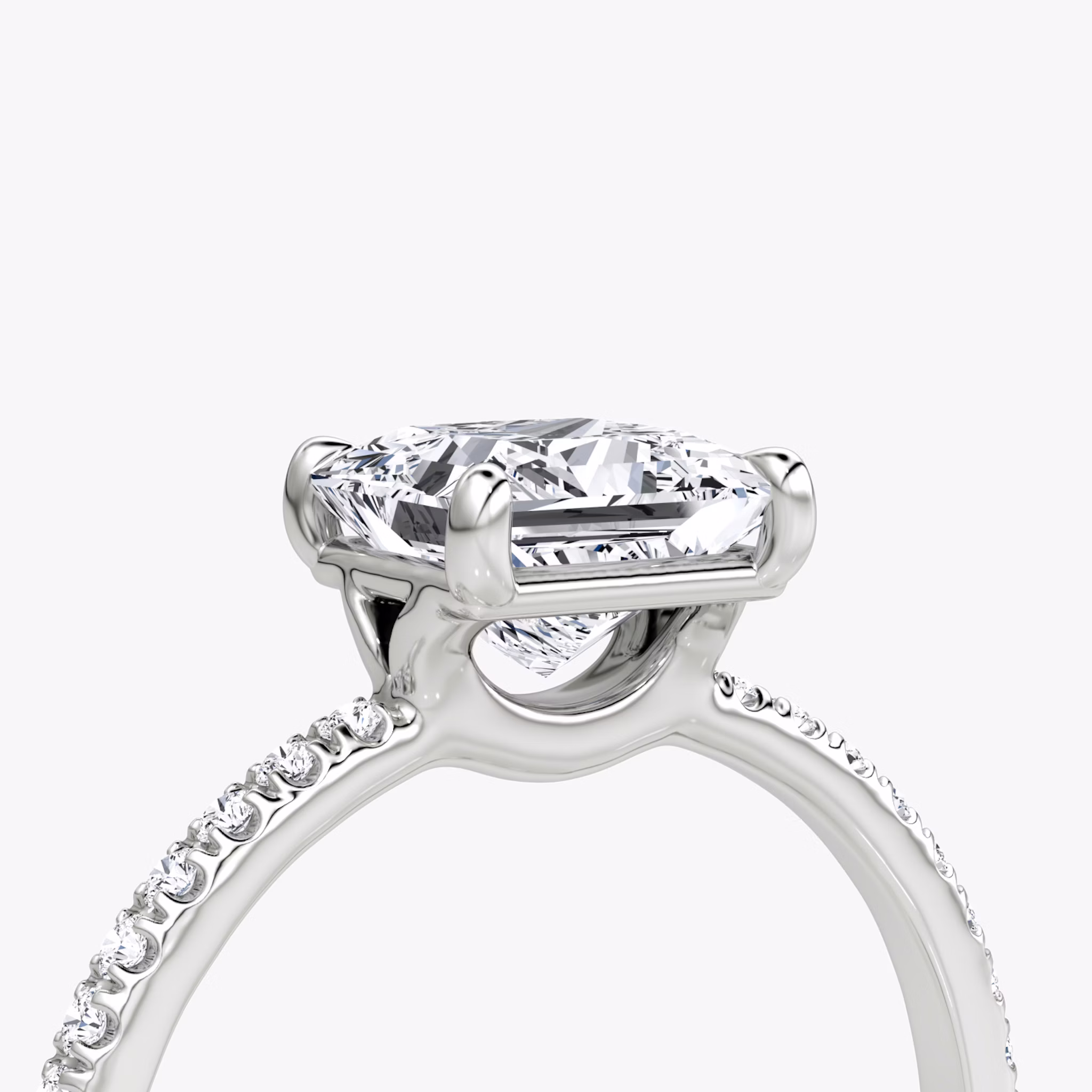 The Signature | Princess | 18k | White Gold | bandAccent: Pavé | bandWidth: standard | hiddenHalo: no | diamondOrientation: vertical | caratWeight: other