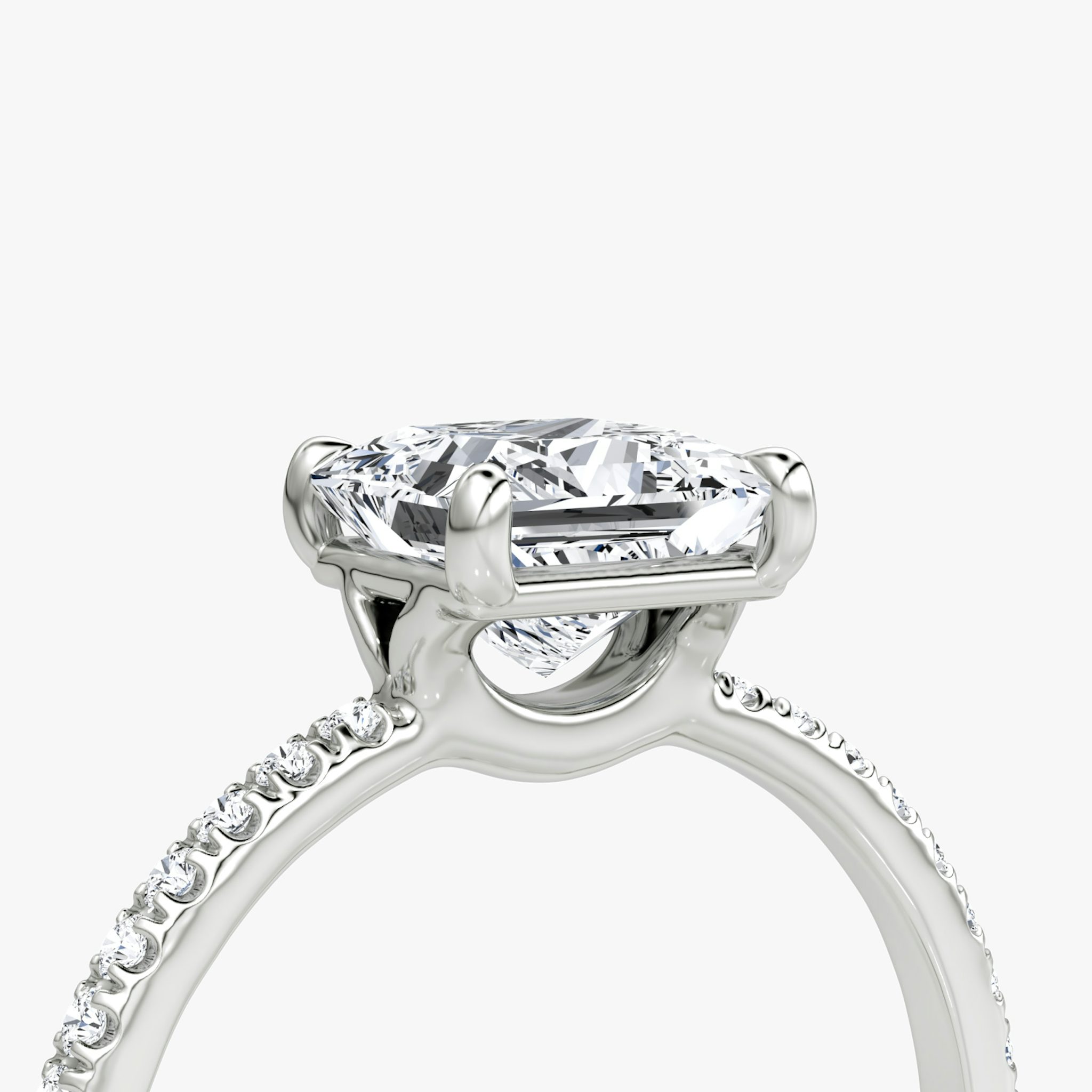 The Signature | Princess | 18k | White Gold | bandAccent: Pavé | bandWidth: standard | hiddenHalo: no | diamondOrientation: vertical | caratWeight: other