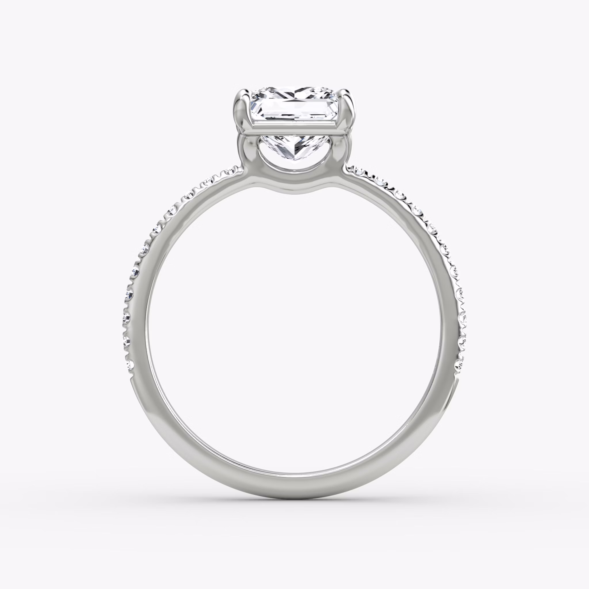 The Signature | Princess | 18k | White Gold | bandAccent: Pavé | bandWidth: standard | hiddenHalo: no | diamondOrientation: vertical | caratWeight: other