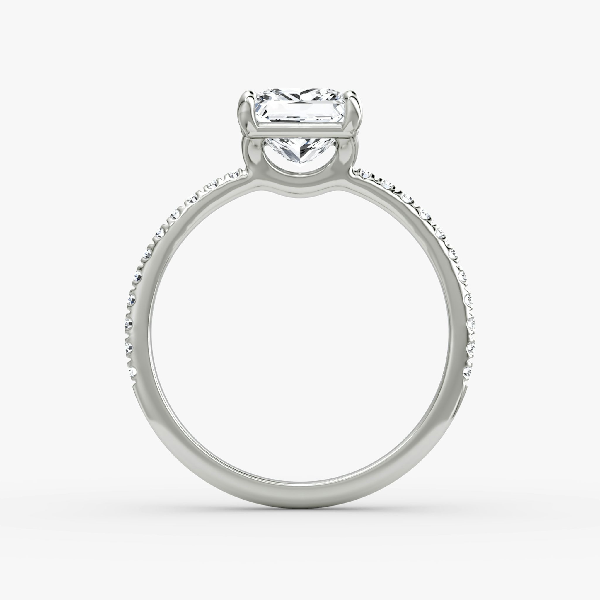 The Signature | Princess | 18k | White Gold | bandAccent: Pavé | bandWidth: standard | hiddenHalo: no | diamondOrientation: vertical | caratWeight: other