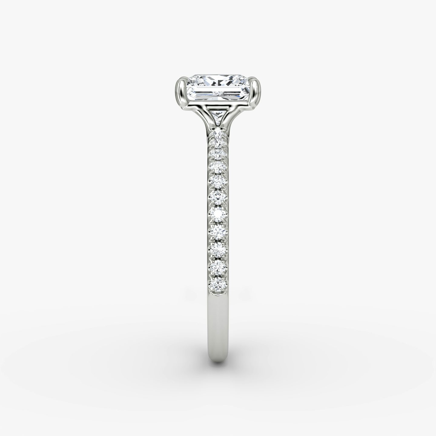 The Signature | Princess | 18k | White Gold | bandAccent: Pavé | bandWidth: standard | hiddenHalo: no | diamondOrientation: vertical | caratWeight: other