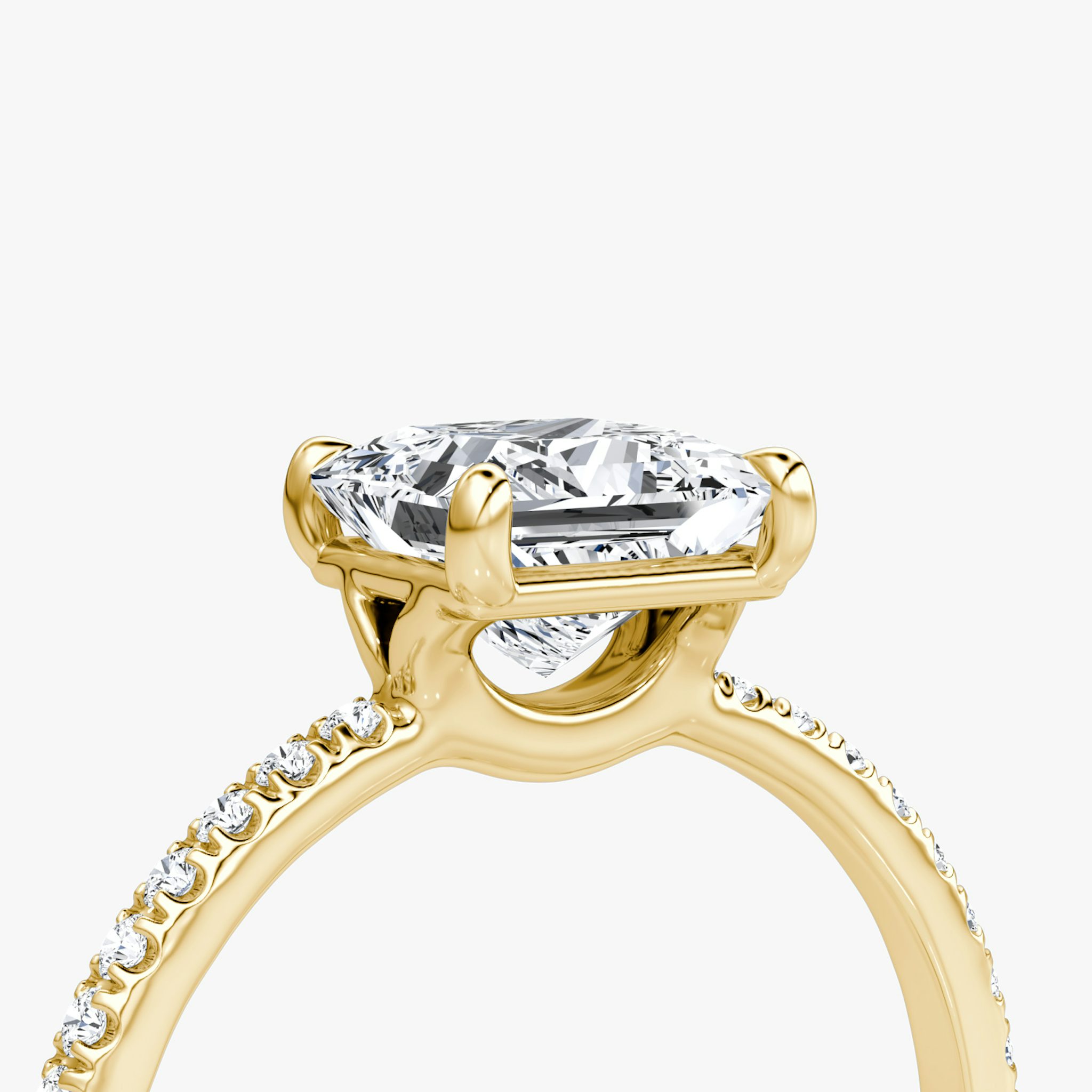 The Signature | Princess | 18k | Yellow Gold | bandAccent: Pavé | bandWidth: standard | hiddenHalo: no | diamondOrientation: vertical | caratWeight: other