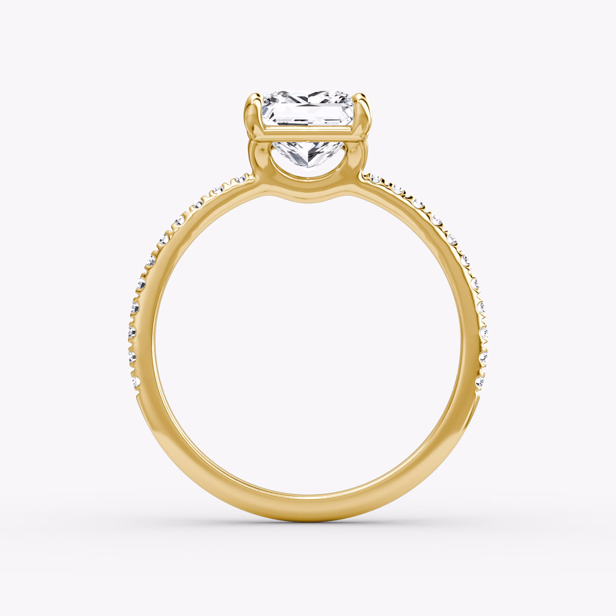 The Signature | Princess | 18k | Yellow Gold | bandAccent: Pavé | bandWidth: standard | hiddenHalo: no | diamondOrientation: vertical | caratWeight: other