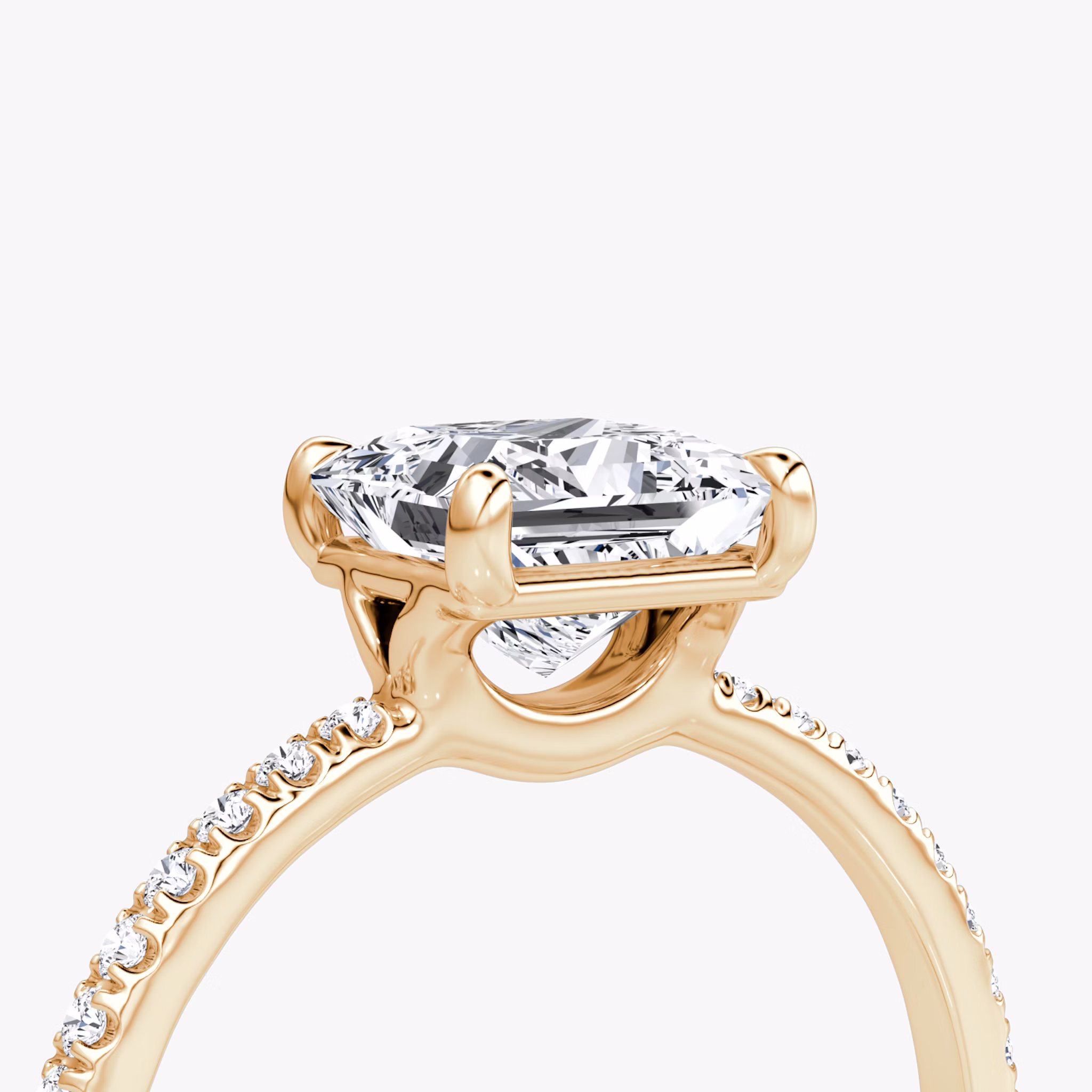 The Signature | Princess | 14k | Rose Gold | bandAccent: Pavé | bandWidth: standard | hiddenHalo: no | diamondOrientation: vertical | caratWeight: other
