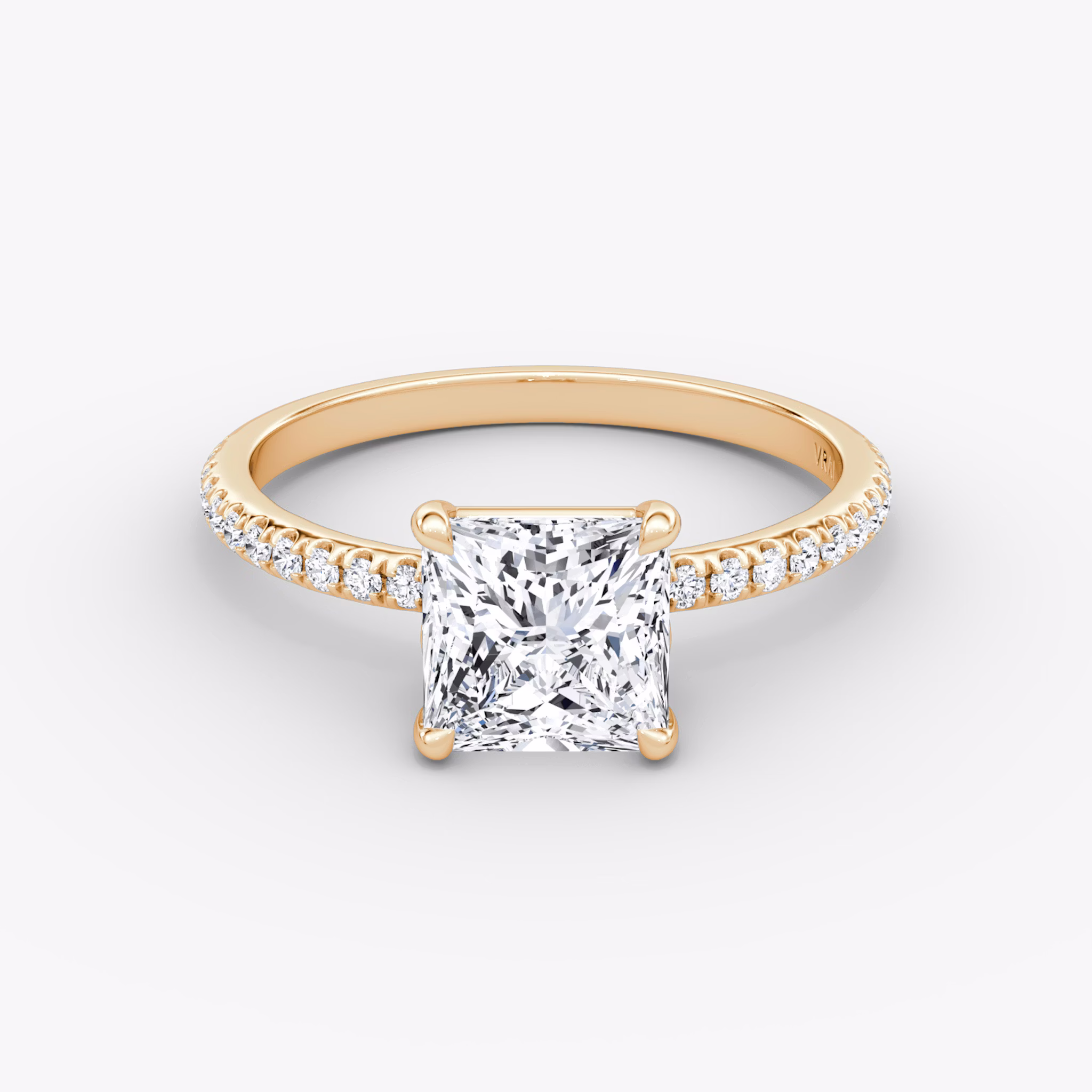The Signature | Princess | 14k | Rose Gold | bandAccent: Pavé | bandWidth: standard | hiddenHalo: no | diamondOrientation: vertical | caratWeight: other