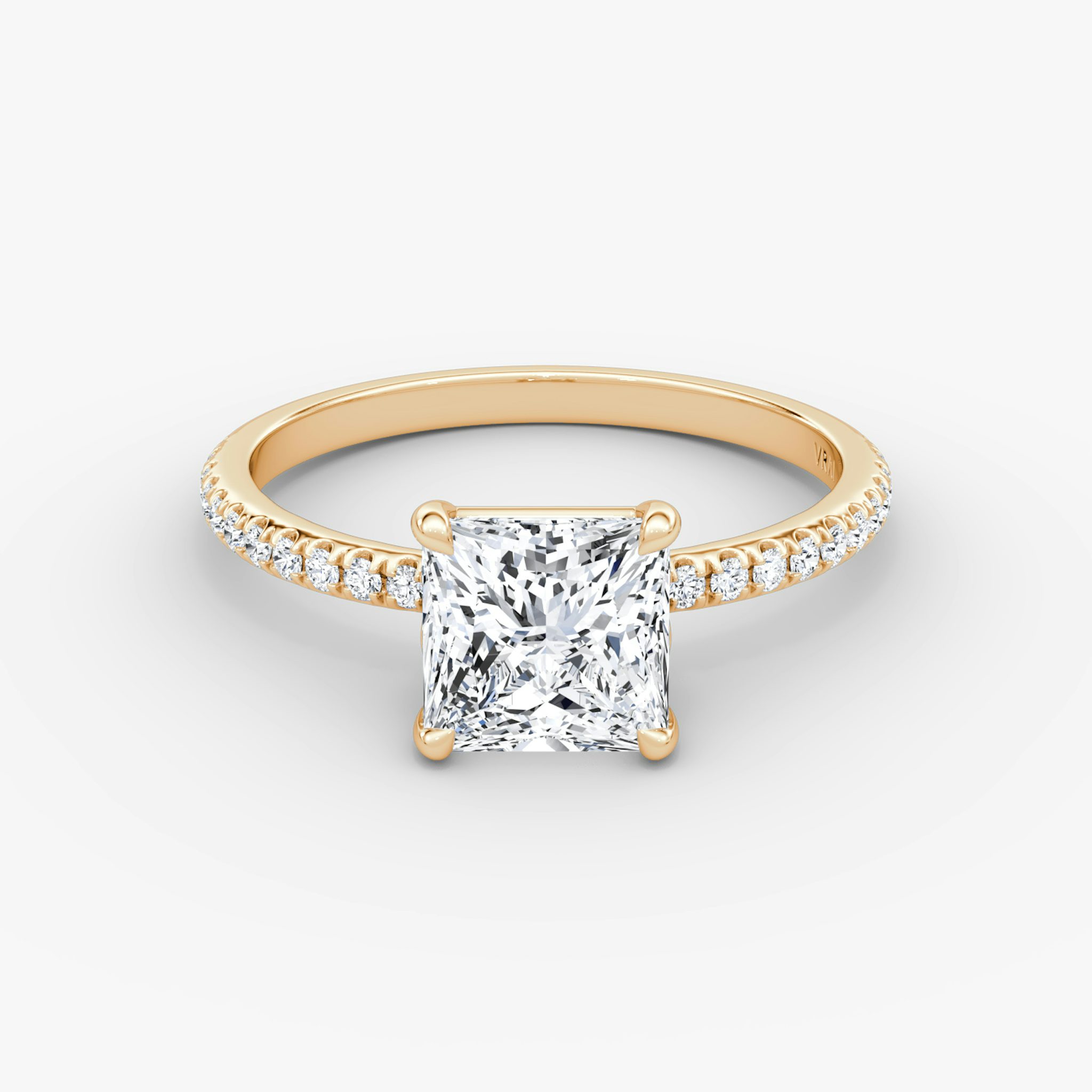 The Signature | Princess | 14k | Rose Gold | bandAccent: Pavé | bandWidth: standard | hiddenHalo: no | diamondOrientation: vertical | caratWeight: other