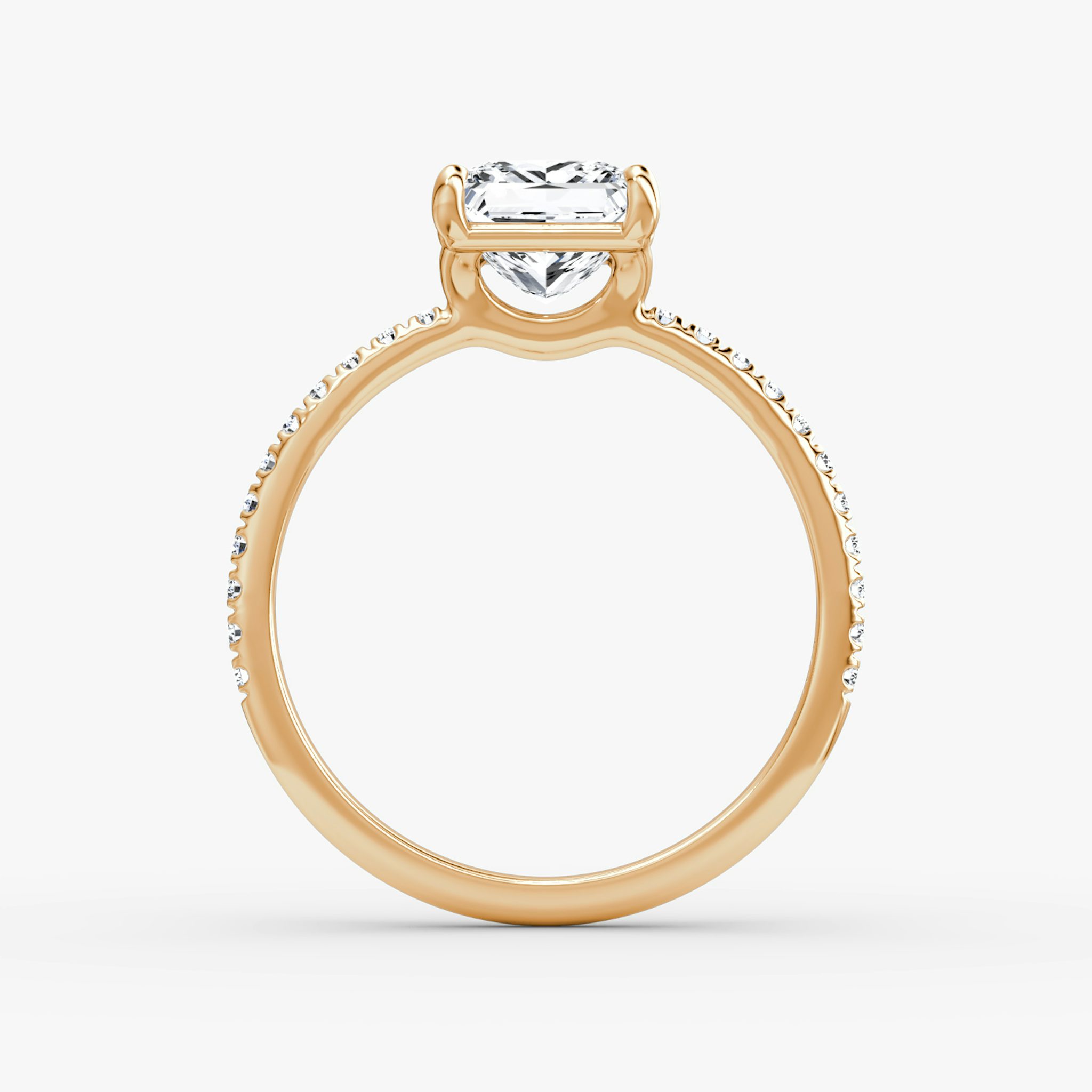 The Signature | Princess | 14k | Rose Gold | bandAccent: Pavé | bandWidth: standard | hiddenHalo: no | diamondOrientation: vertical | caratWeight: other