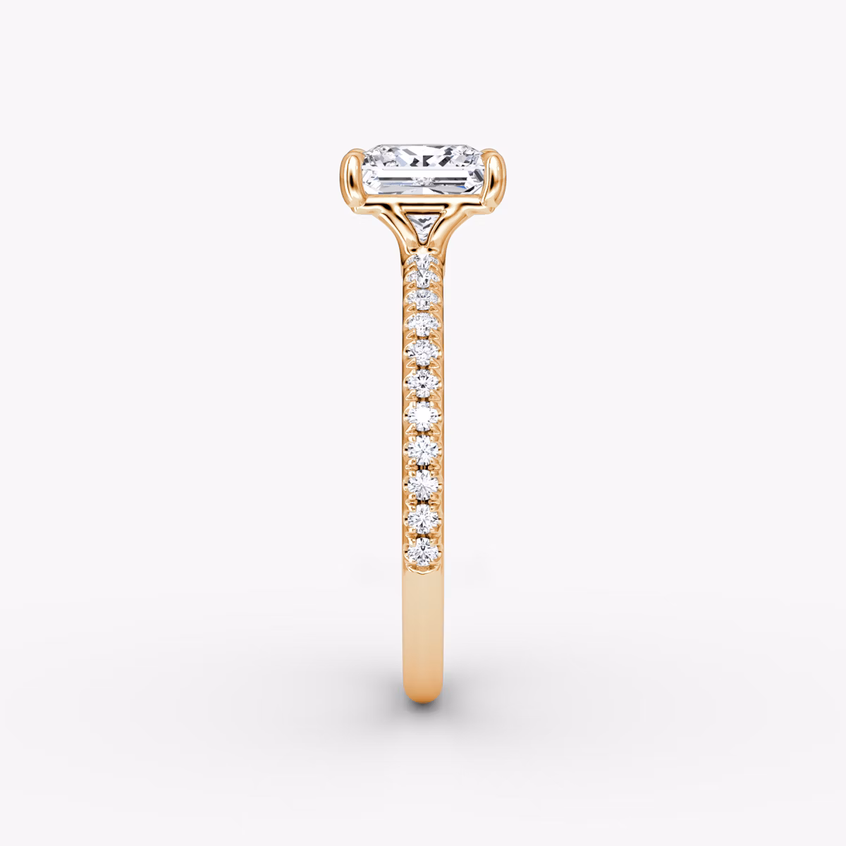 The Signature | Princess | 14k | Rose Gold | bandAccent: Pavé | bandWidth: standard | hiddenHalo: no | diamondOrientation: vertical | caratWeight: other
