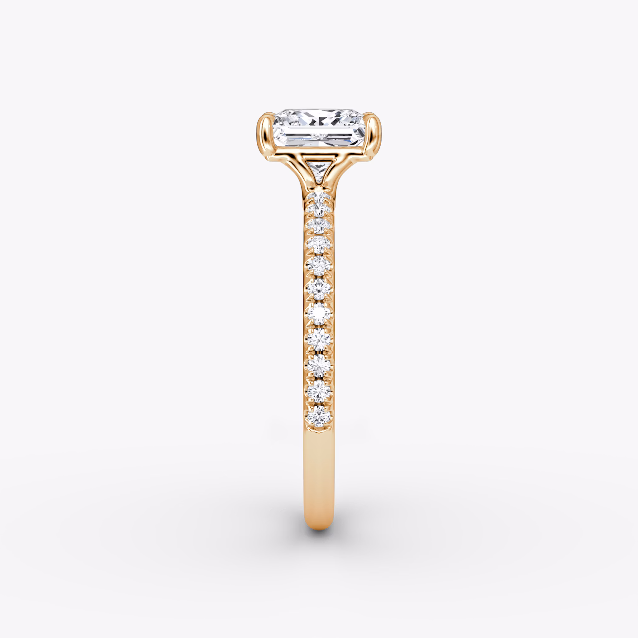 The Signature | Princess | 14k | Rose Gold | bandAccent: Pavé | bandWidth: standard | hiddenHalo: no | diamondOrientation: vertical | caratWeight: other