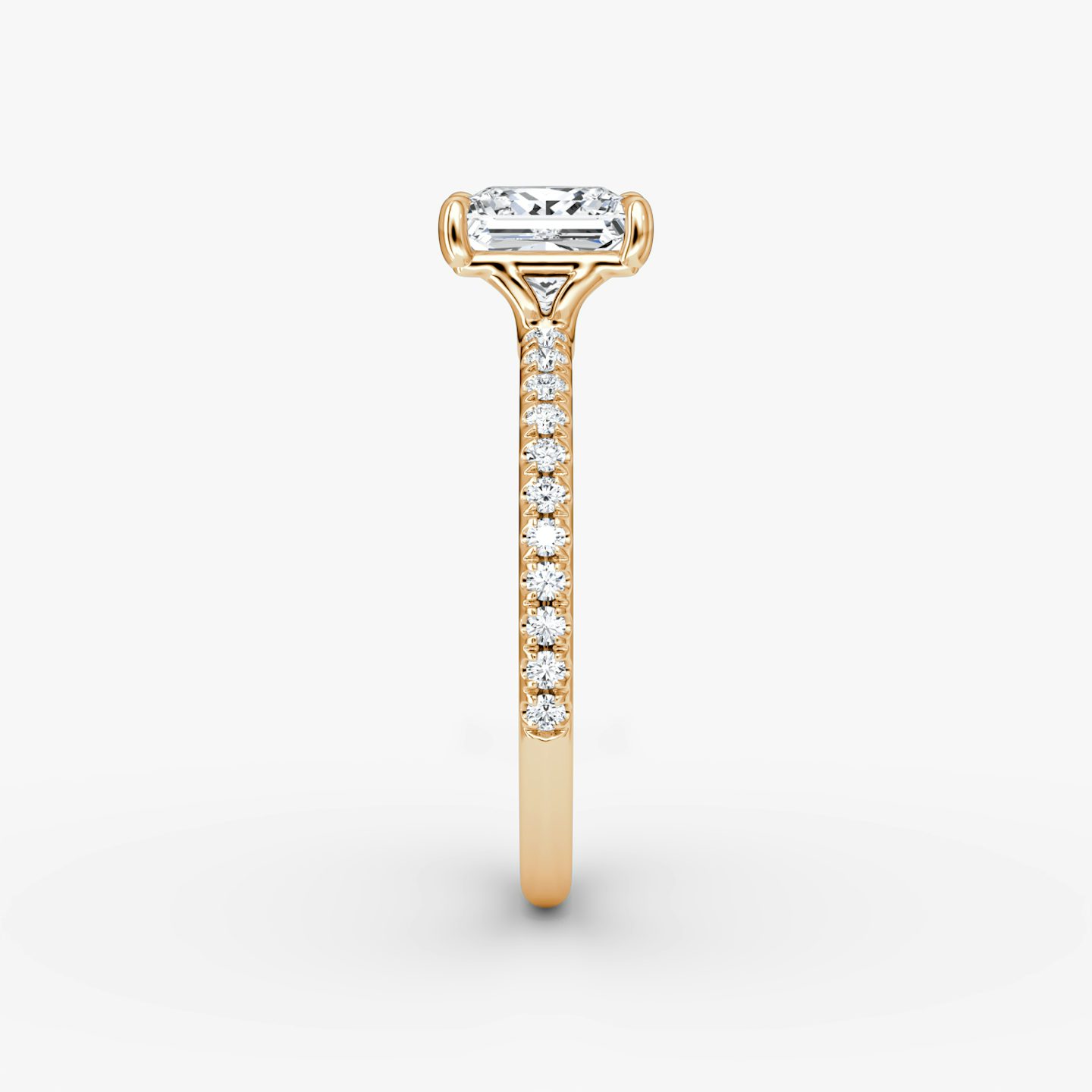 The Signature | Princess | 14k | Rose Gold | bandAccent: Pavé | bandWidth: standard | hiddenHalo: no | diamondOrientation: vertical | caratWeight: other