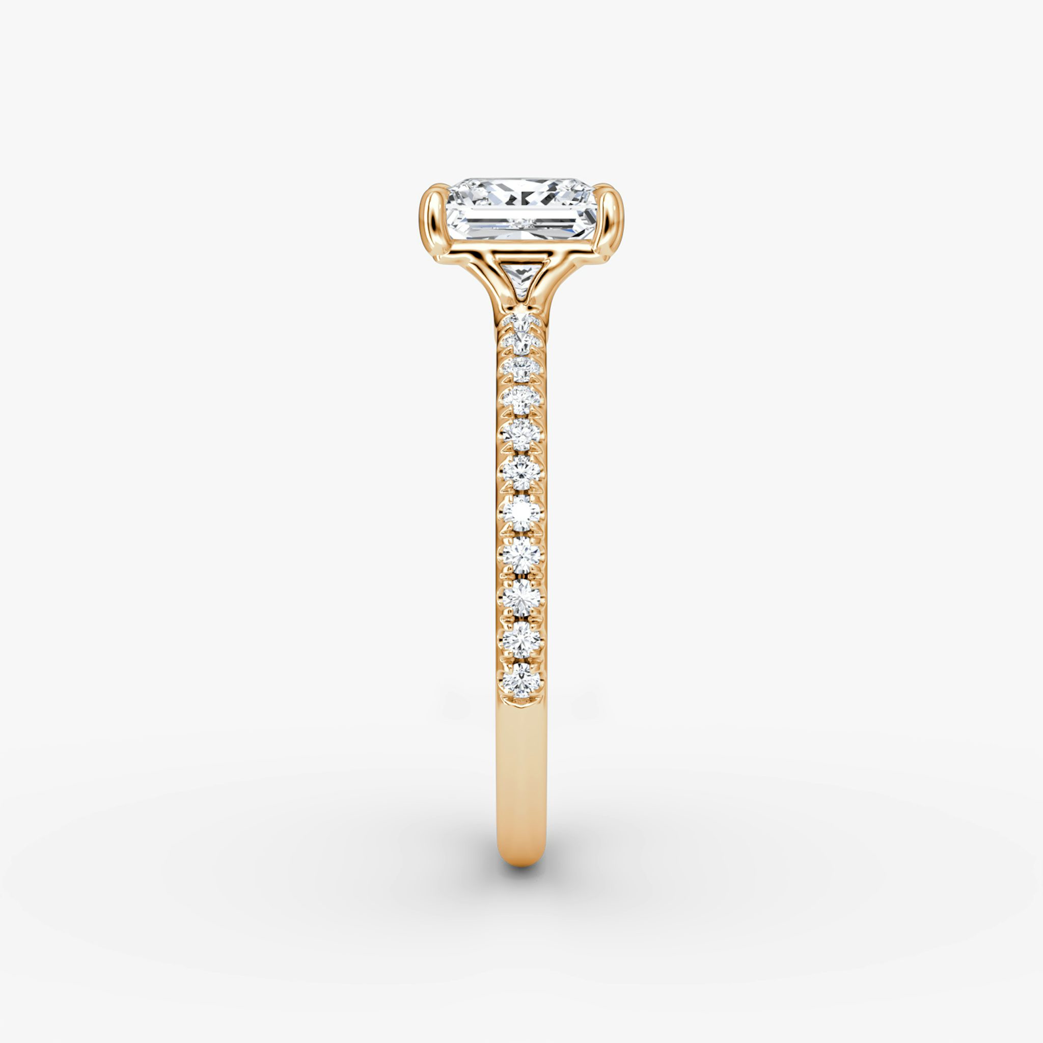 The Signature | Princess | 14k | Rose Gold | bandAccent: Pavé | bandWidth: standard | hiddenHalo: no | diamondOrientation: vertical | caratWeight: other