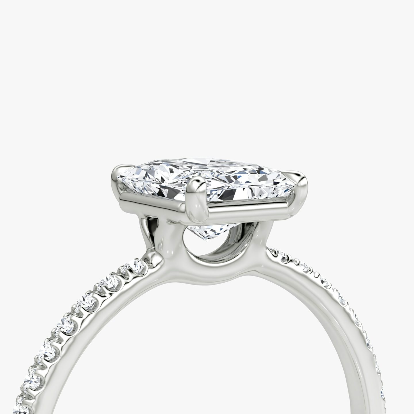 The Signature | Radiant | 18k | White Gold | bandAccent: Pavé | bandWidth: standard | hiddenHalo: no | diamondOrientation: vertical | caratWeight: other