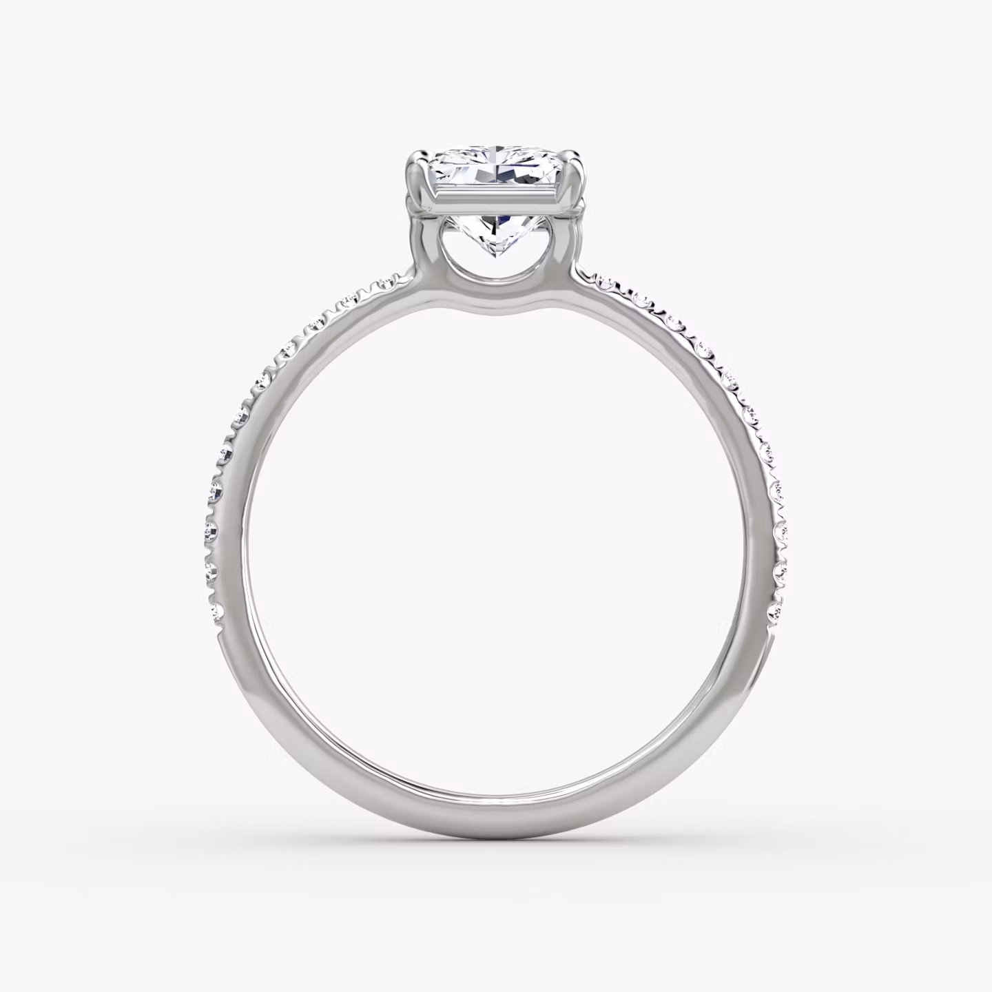 The Signature | Radiant | 18k | White Gold | bandAccent: Pavé | bandWidth: standard | hiddenHalo: no | diamondOrientation: vertical | caratWeight: other