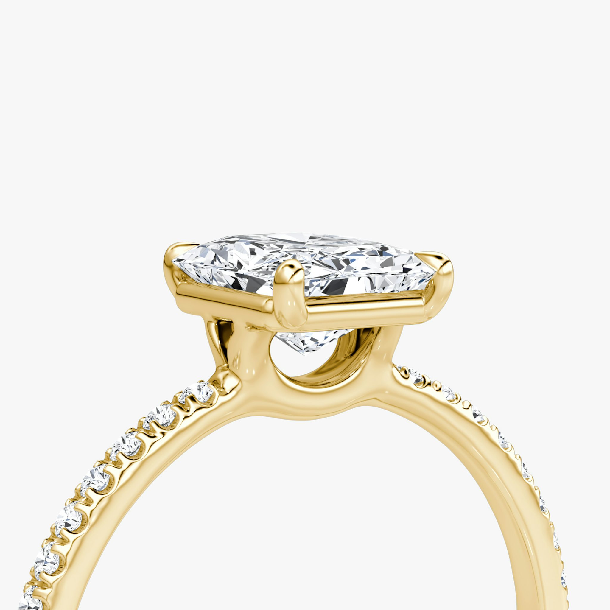 The Signature | Radiant | 18k | Yellow Gold | bandAccent: Pavé | bandWidth: standard | hiddenHalo: no | diamondOrientation: vertical | caratWeight: other