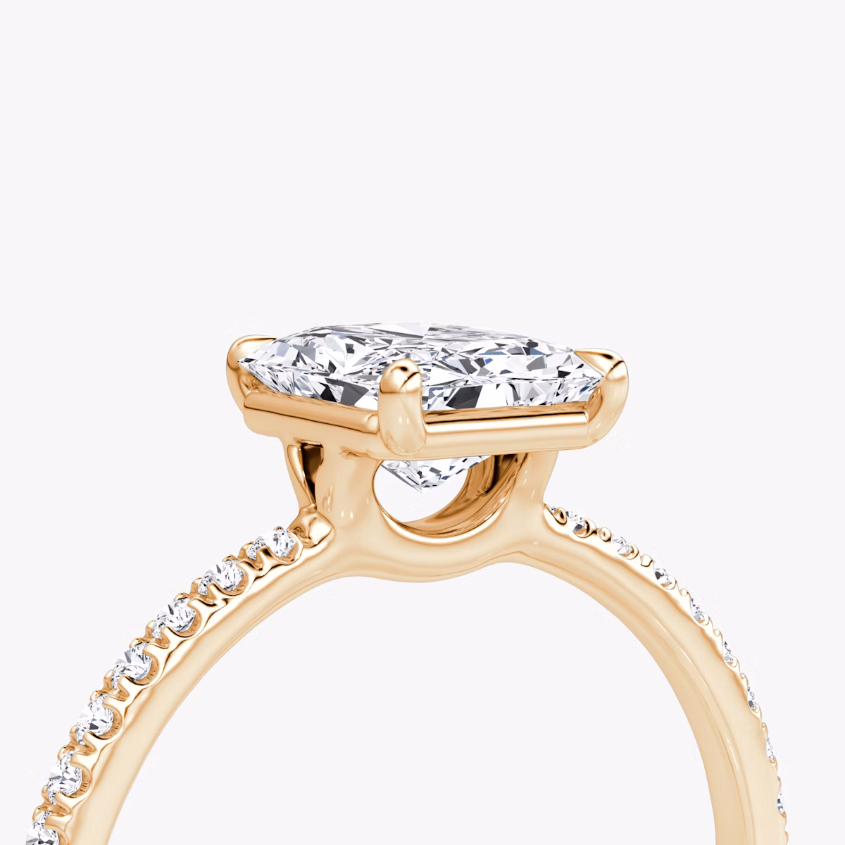 The Signature | Radiant | 14k | Rose Gold | bandAccent: Pavé | bandWidth: standard | hiddenHalo: no | diamondOrientation: vertical | caratWeight: other