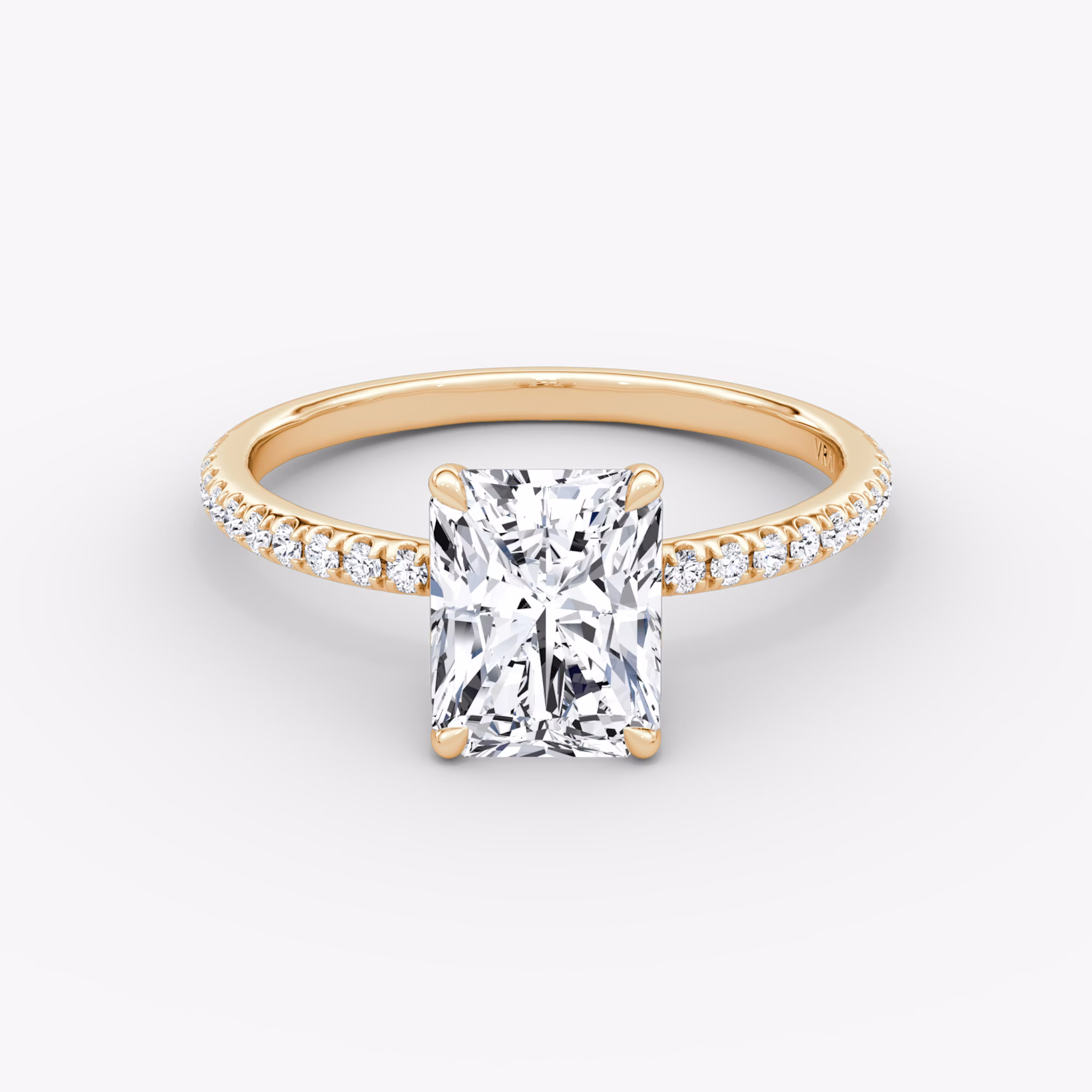 The Signature | Radiant | 14k | Rose Gold | bandAccent: Pavé | bandWidth: standard | hiddenHalo: no | diamondOrientation: vertical | caratWeight: other