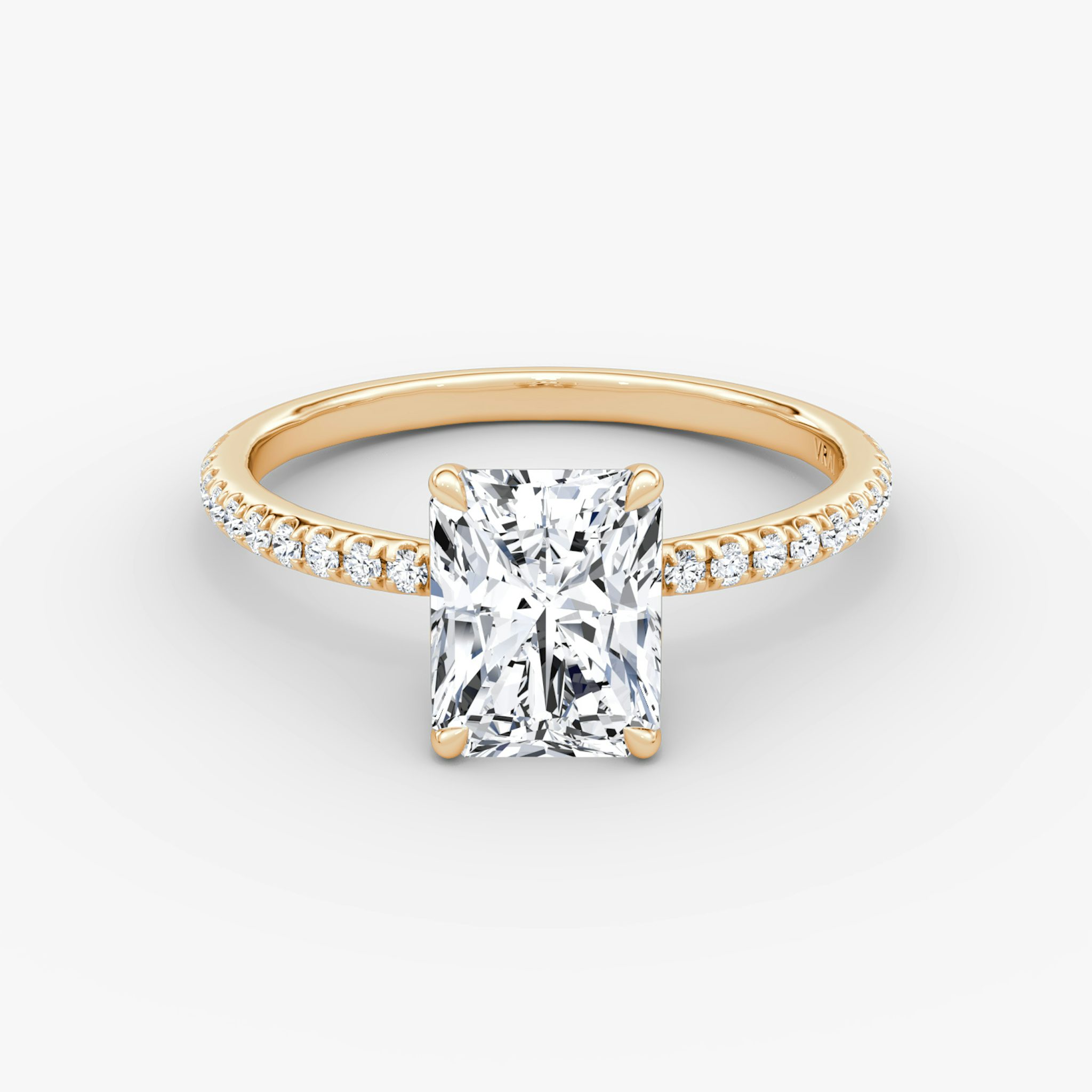 The Signature | Radiant | 14k | Rose Gold | bandAccent: Pavé | bandWidth: standard | hiddenHalo: no | diamondOrientation: vertical | caratWeight: other
