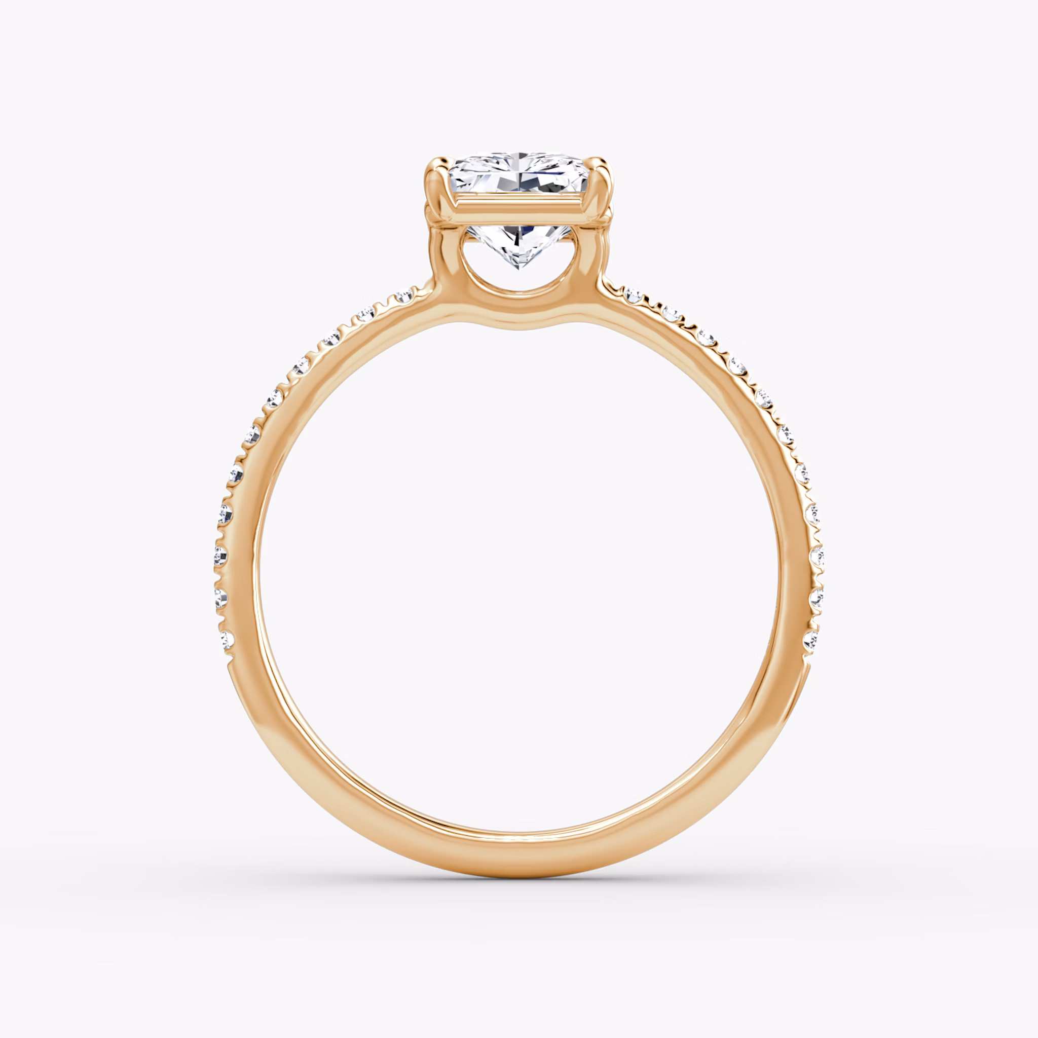The Signature | Radiant | 14k | Rose Gold | bandAccent: Pavé | bandWidth: standard | hiddenHalo: no | diamondOrientation: vertical | caratWeight: other