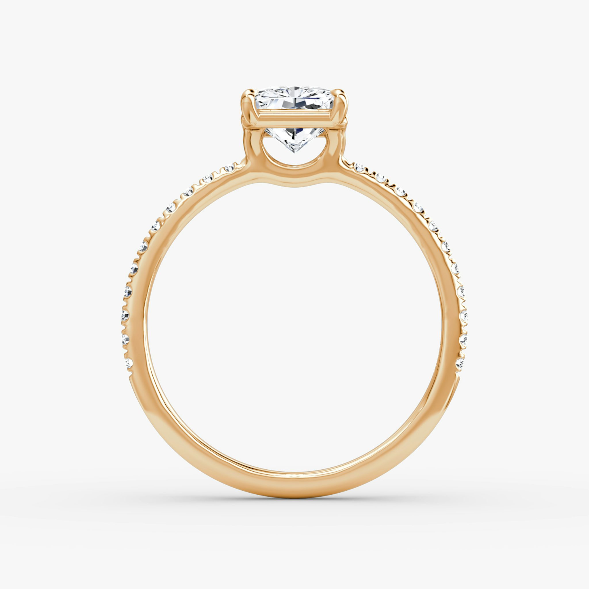 The Signature | Radiant | 14k | Rose Gold | bandAccent: Pavé | bandWidth: standard | hiddenHalo: no | diamondOrientation: vertical | caratWeight: other
