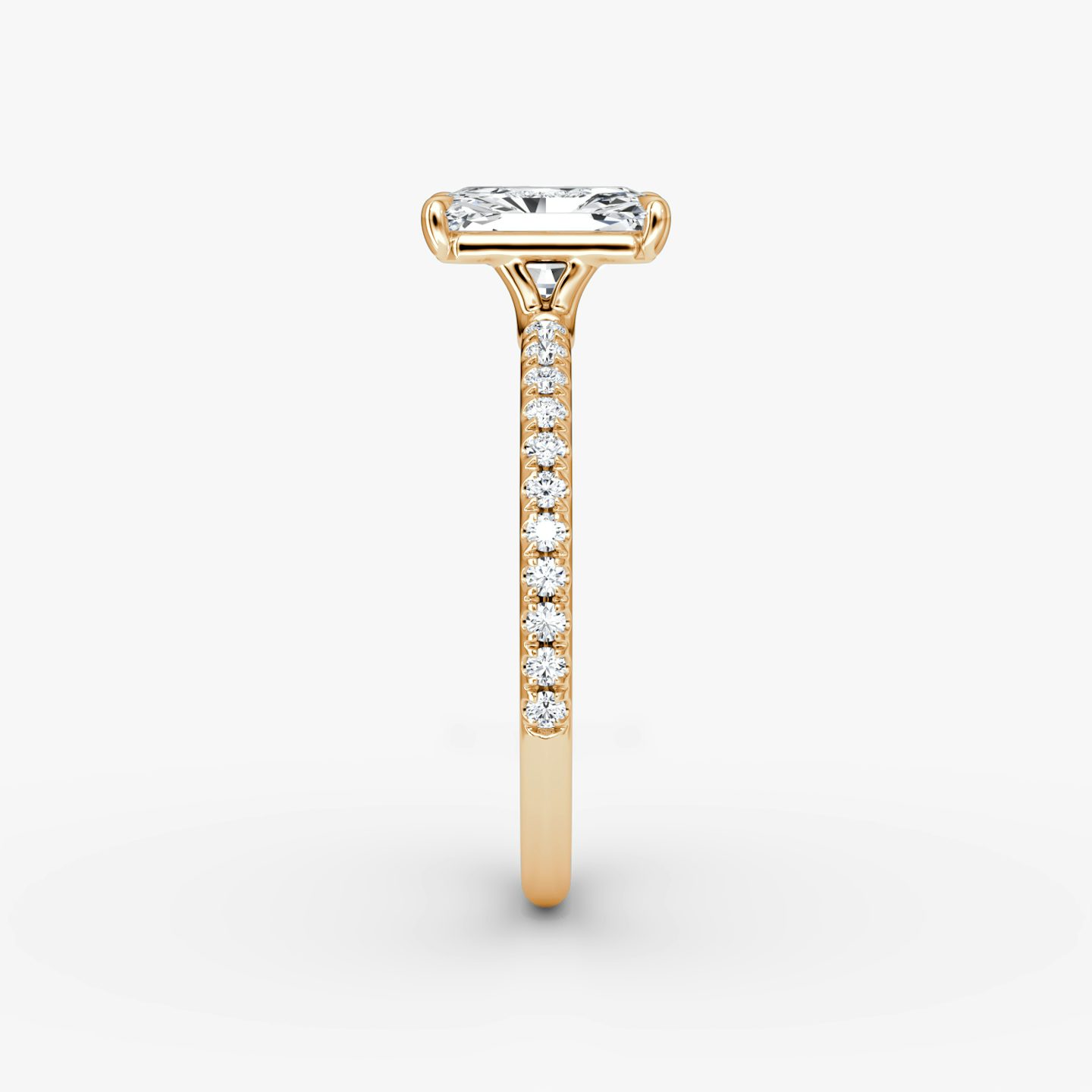 The Signature | Radiant | 14k | Rose Gold | bandAccent: Pavé | bandWidth: standard | hiddenHalo: no | diamondOrientation: vertical | caratWeight: other