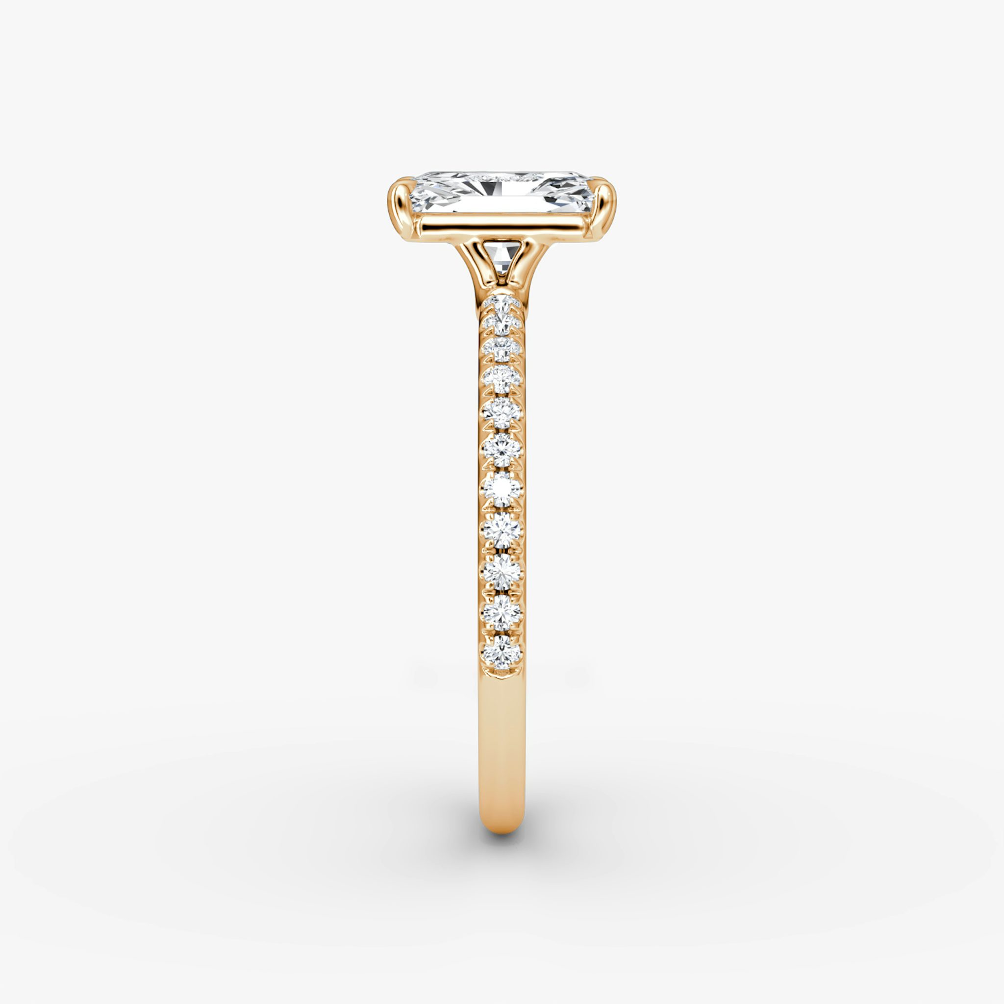 The Signature | Radiant | 14k | Rose Gold | bandAccent: Pavé | bandWidth: standard | hiddenHalo: no | diamondOrientation: vertical | caratWeight: other