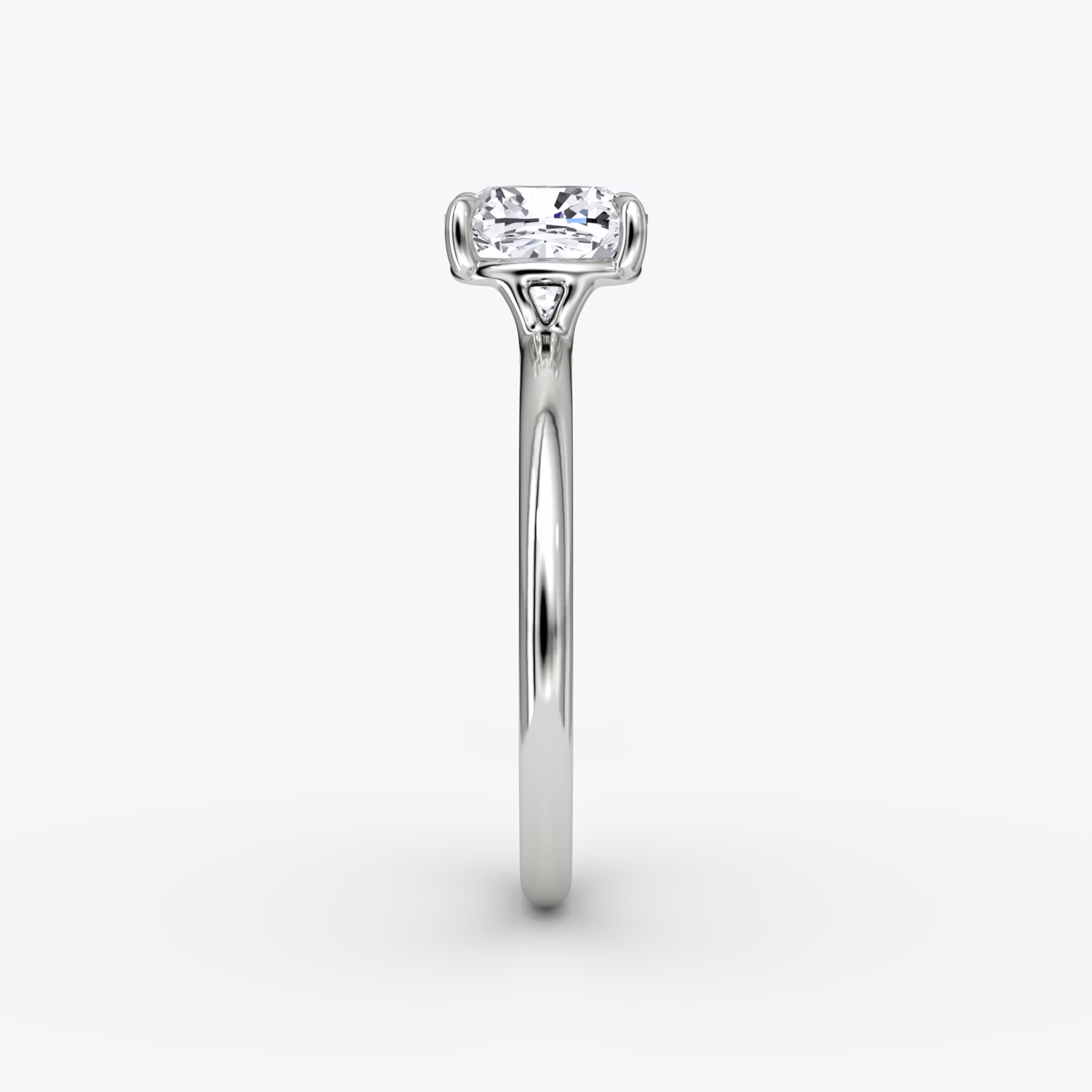 The Signature | Cushion | 18k | White Gold | bandAccent: Plain | bandWidth: standard | hiddenHalo: no | diamondOrientation: vertical | caratWeight: other