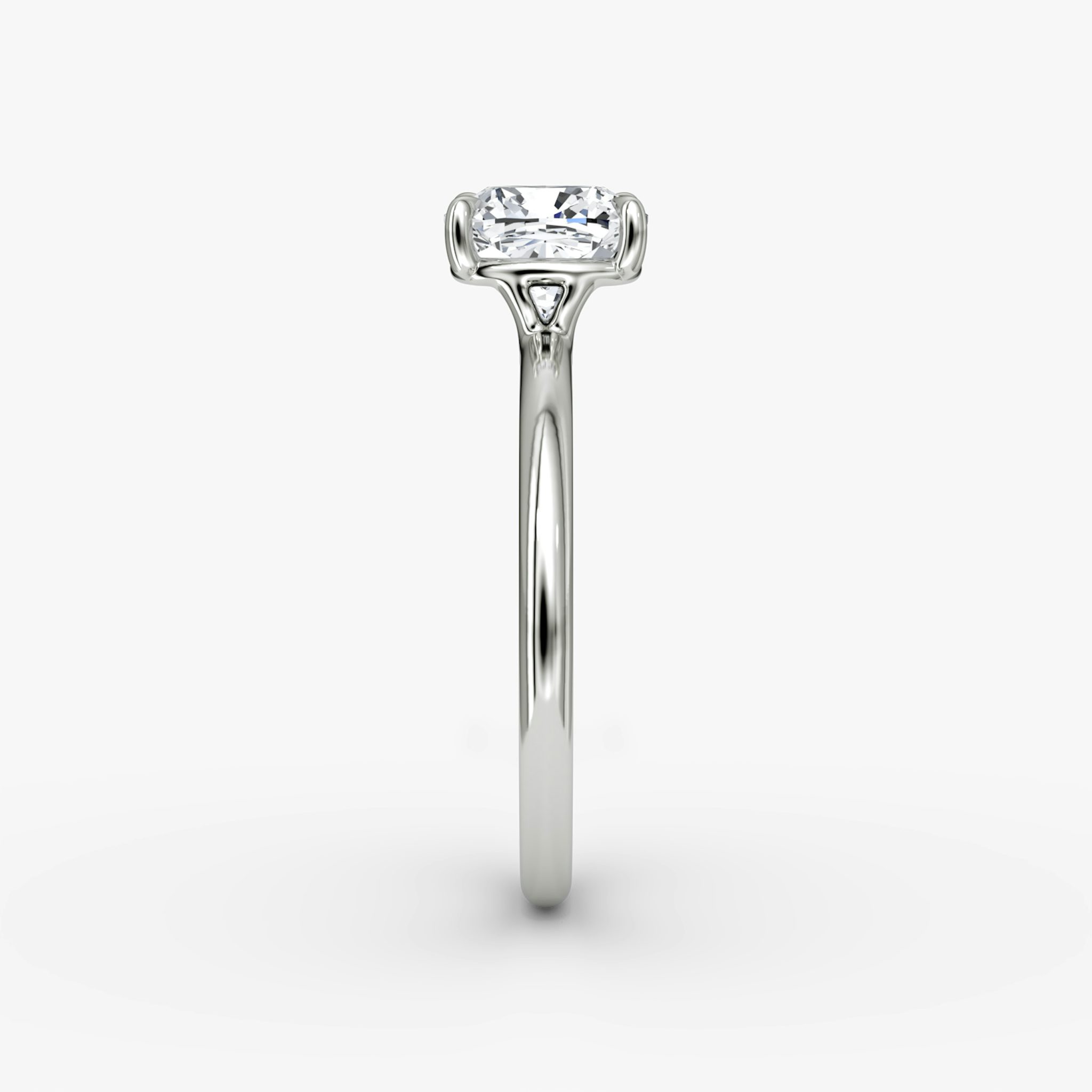 The Signature | Cushion | 18k | White Gold | bandAccent: Plain | bandWidth: standard | hiddenHalo: no | diamondOrientation: vertical | caratWeight: other