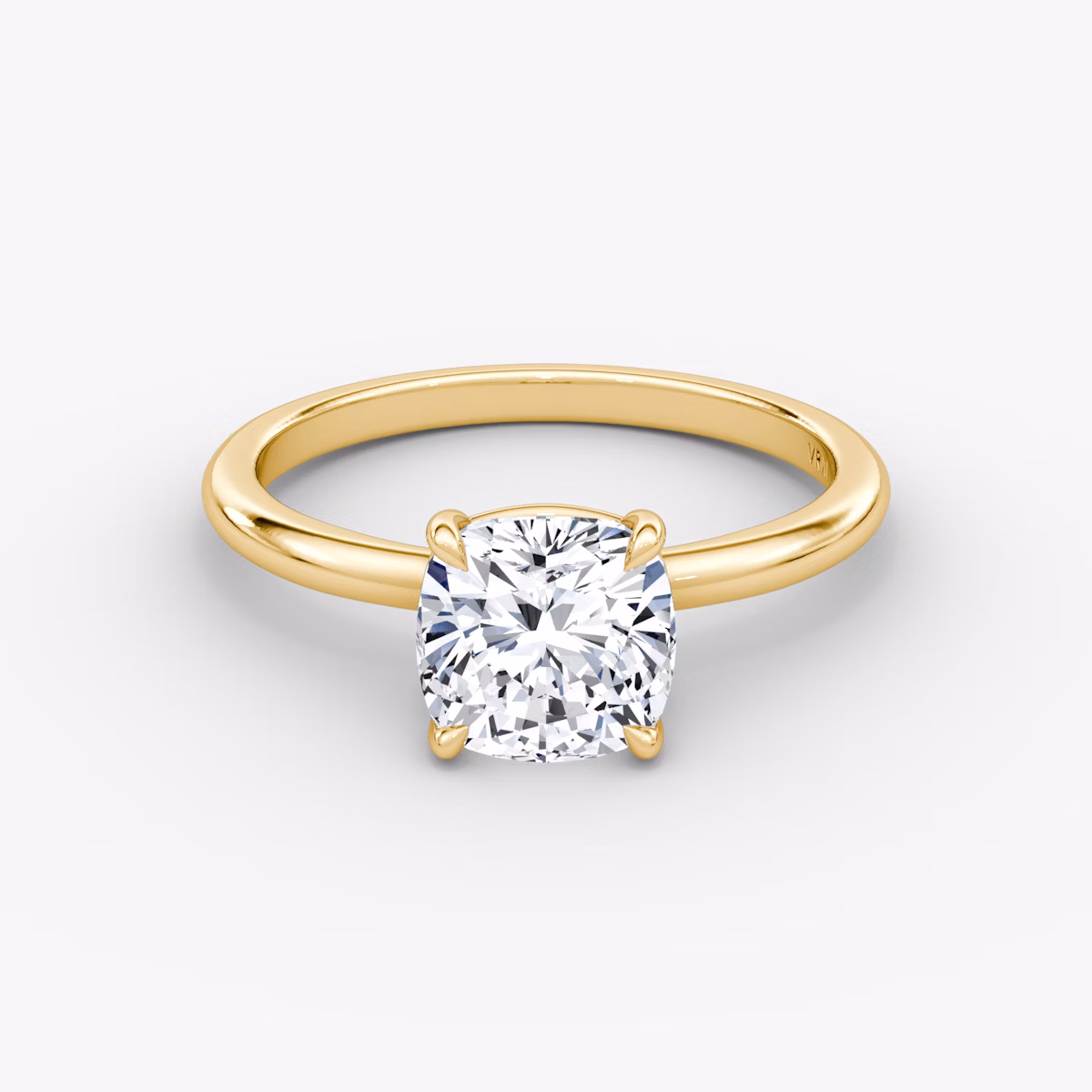 The Signature | Cushion | 18k | Yellow Gold | bandAccent: Plain | bandWidth: standard | hiddenHalo: no | diamondOrientation: vertical | caratWeight: other