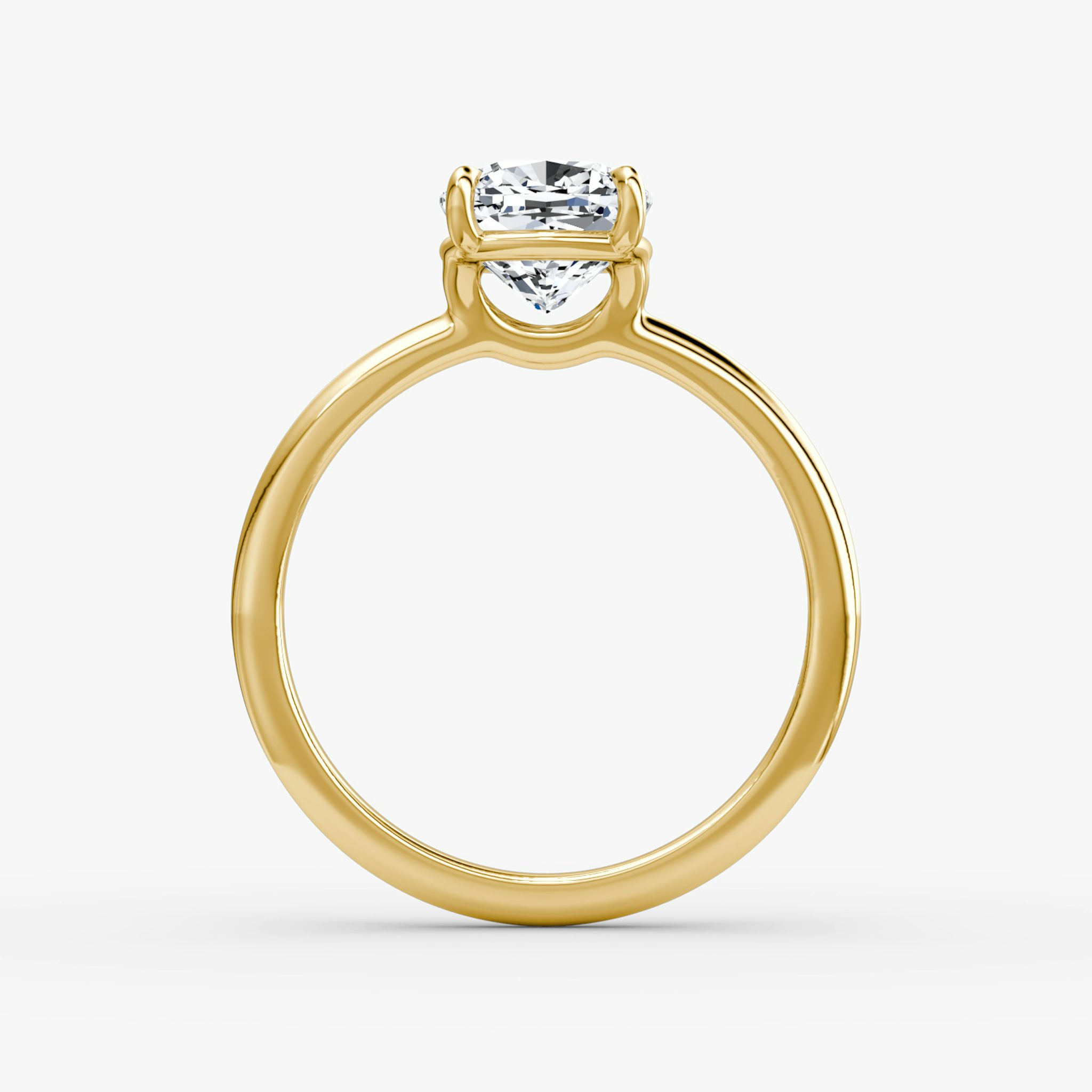 The Signature | Cushion | 18k | Yellow Gold | bandAccent: Plain | bandWidth: standard | hiddenHalo: no | diamondOrientation: vertical | caratWeight: other